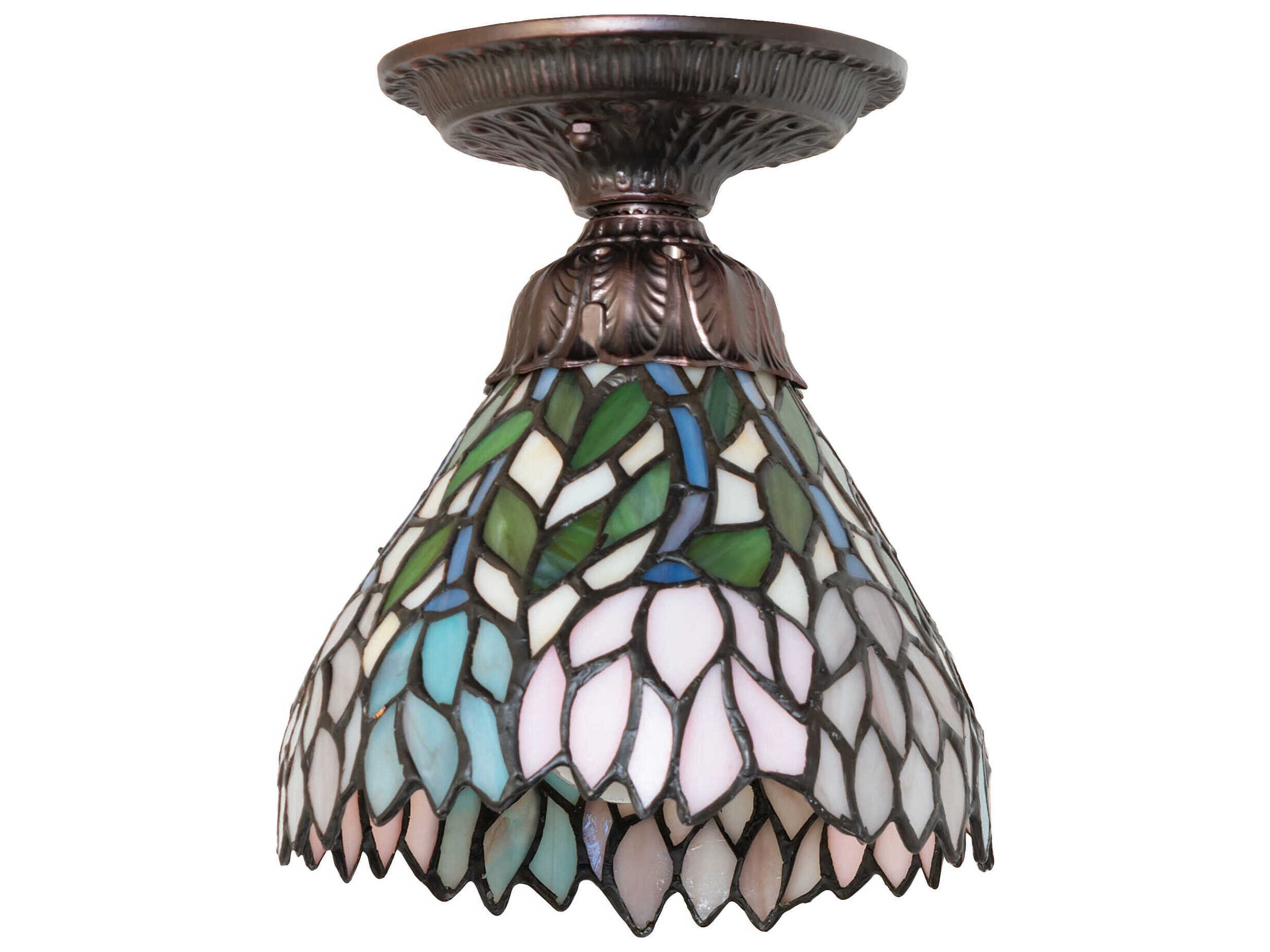 Meyda Wisteria 1-Light Mahogany Bronze Traditional Flush Mount