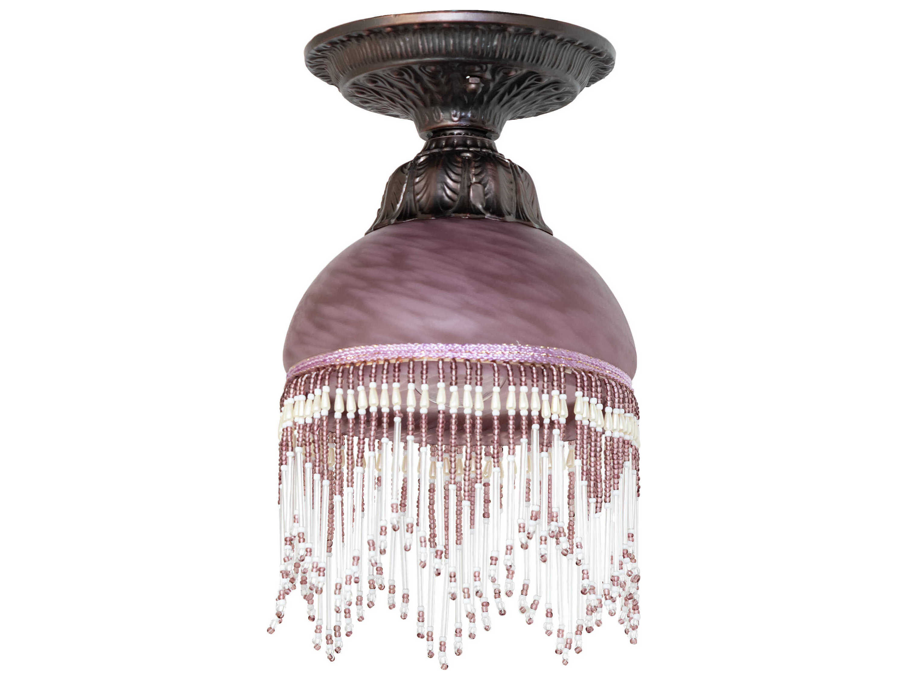 Meyda Roussillon 1-Light Mahogany Bronze Pink Traditional Dome Flush Mount
