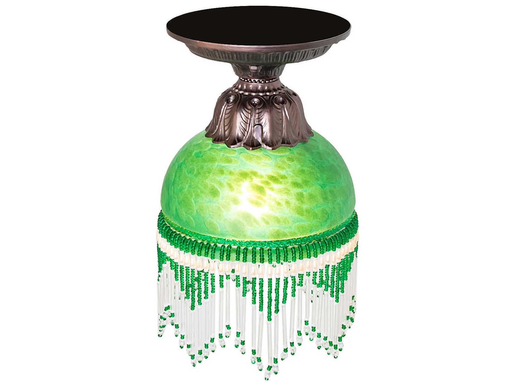 Meyda Roussillon 1-Light Mahogany Bronze Green Traditional Dome Flush Mount