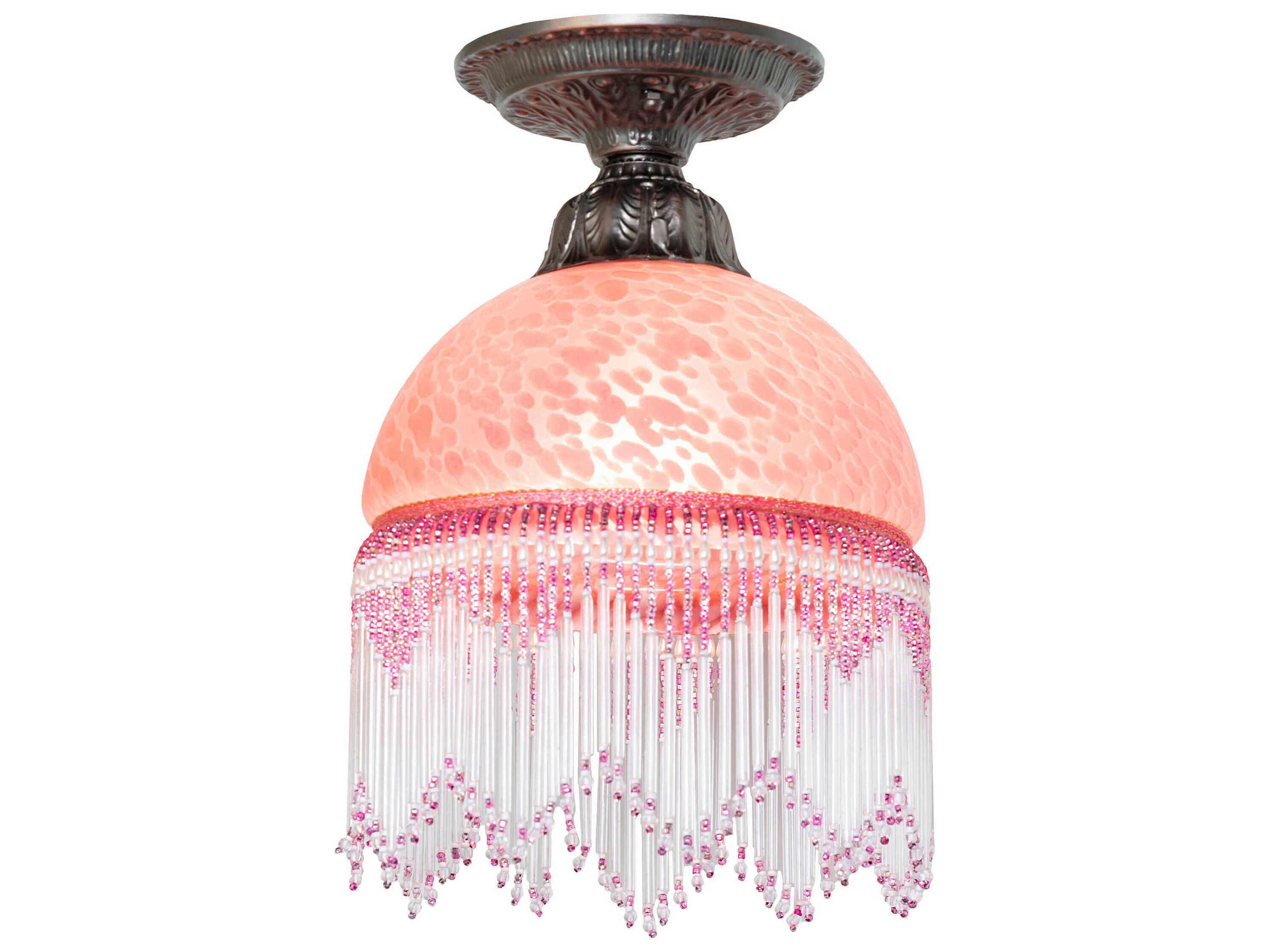 Meyda Roussillon 1-Light Mahogany Bronze Pink Traditional Dome Flush Mount