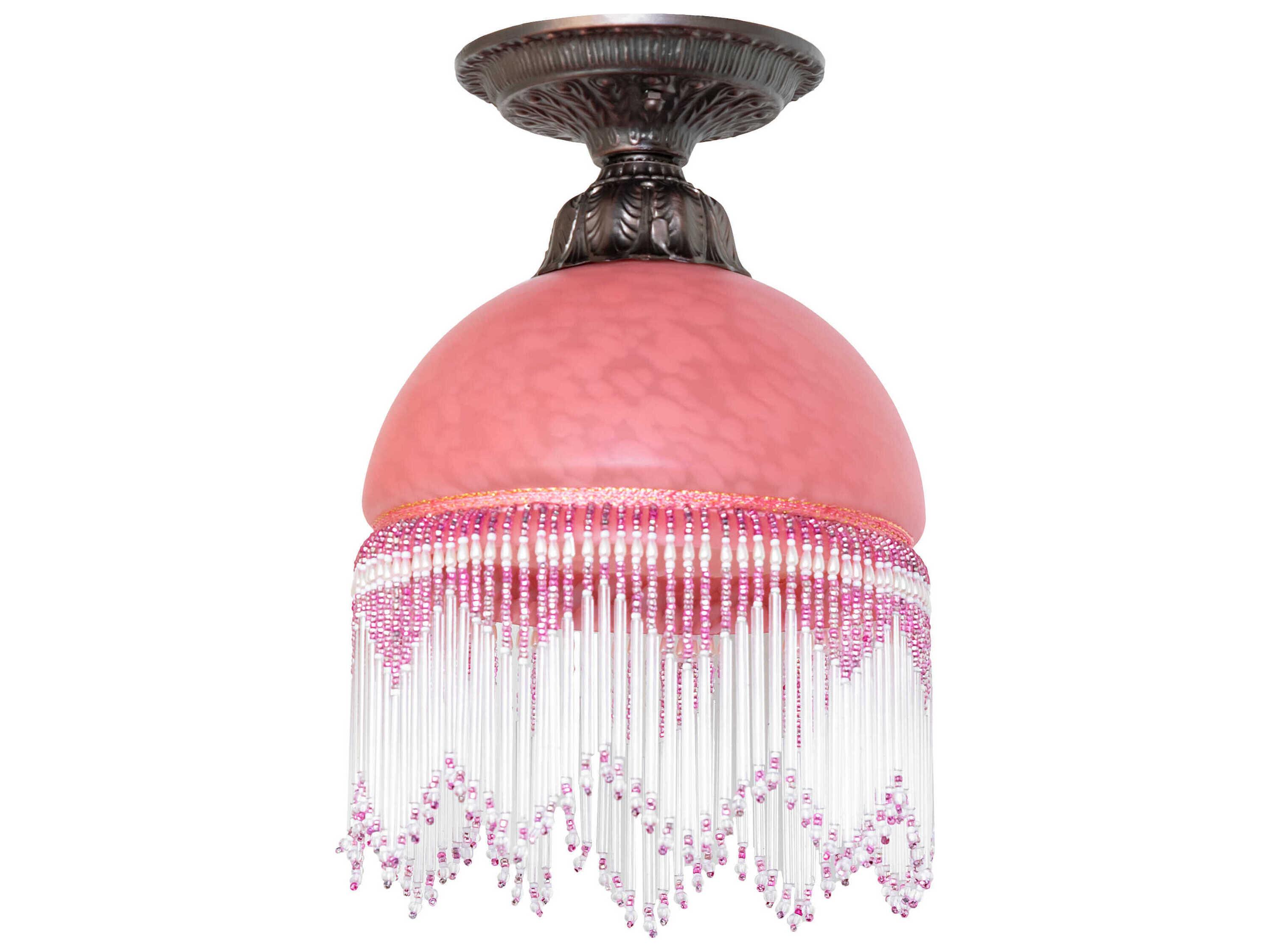 Meyda Roussillon 1-Light Mahogany Bronze Pink Traditional Dome Flush Mount