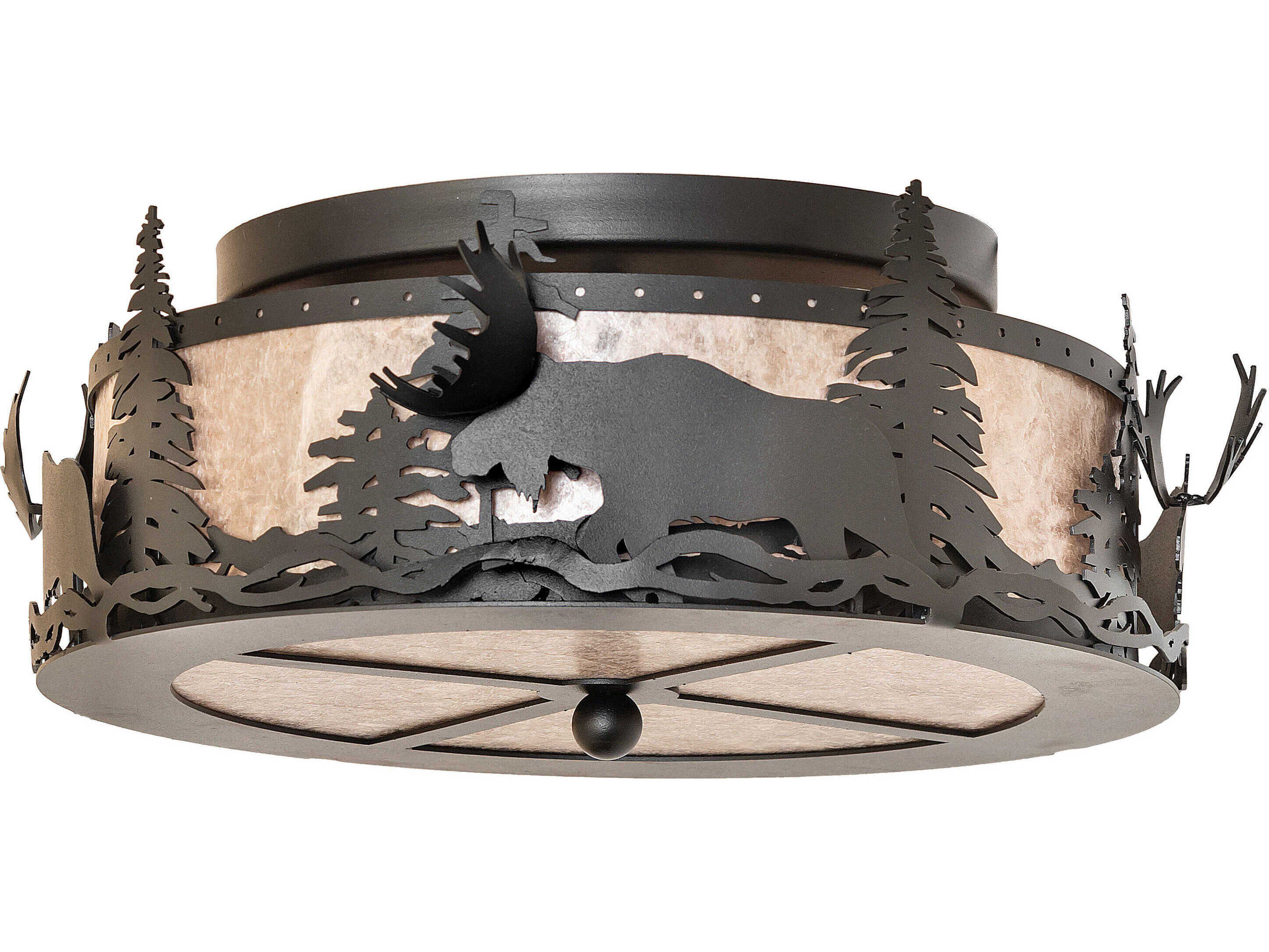 Meyda Moose At Dusk 2-Light Textured Black Round Flush Mount
