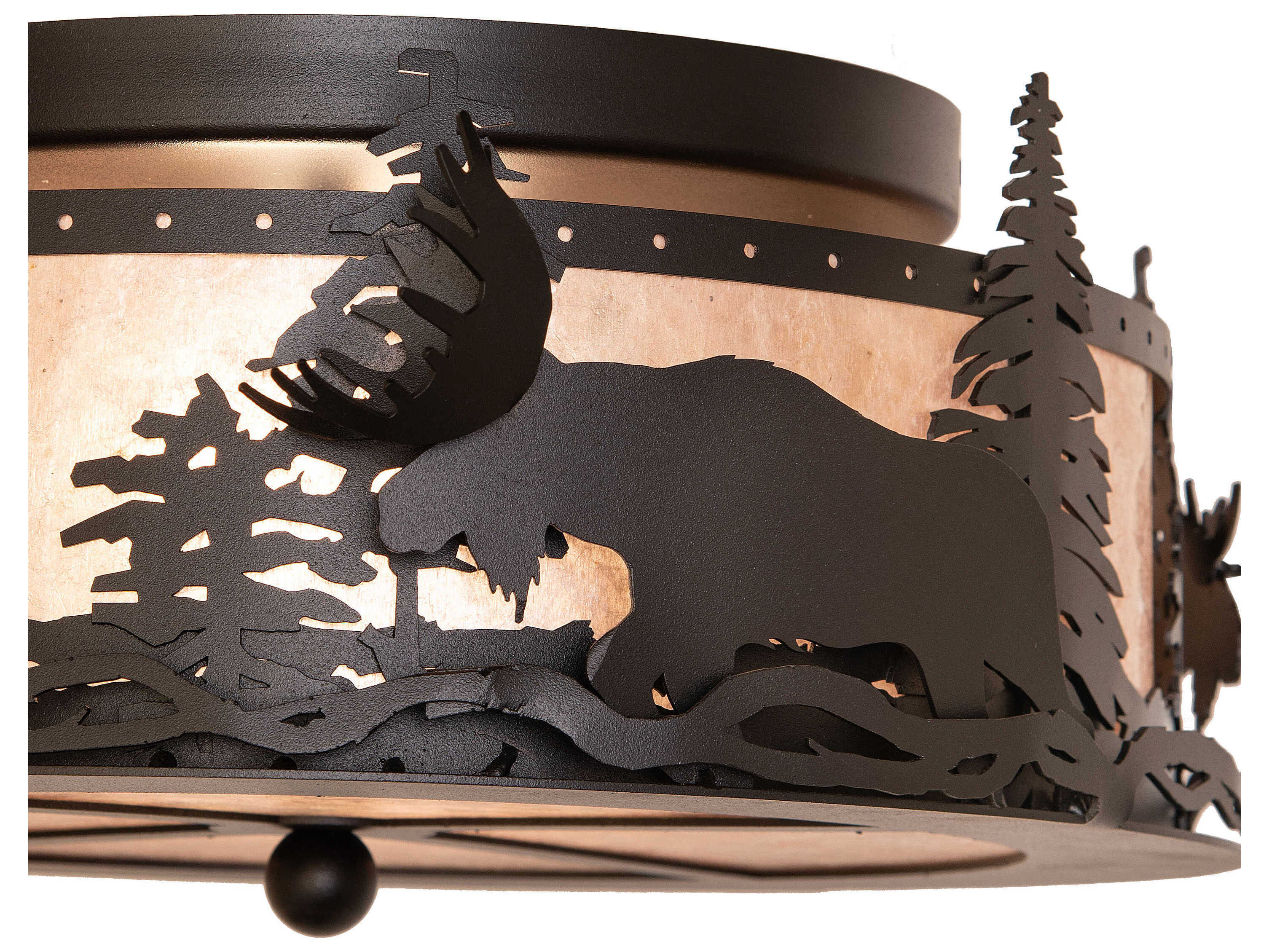 Meyda Moose At Dusk 2-Light Textured Black Round Flush Mount