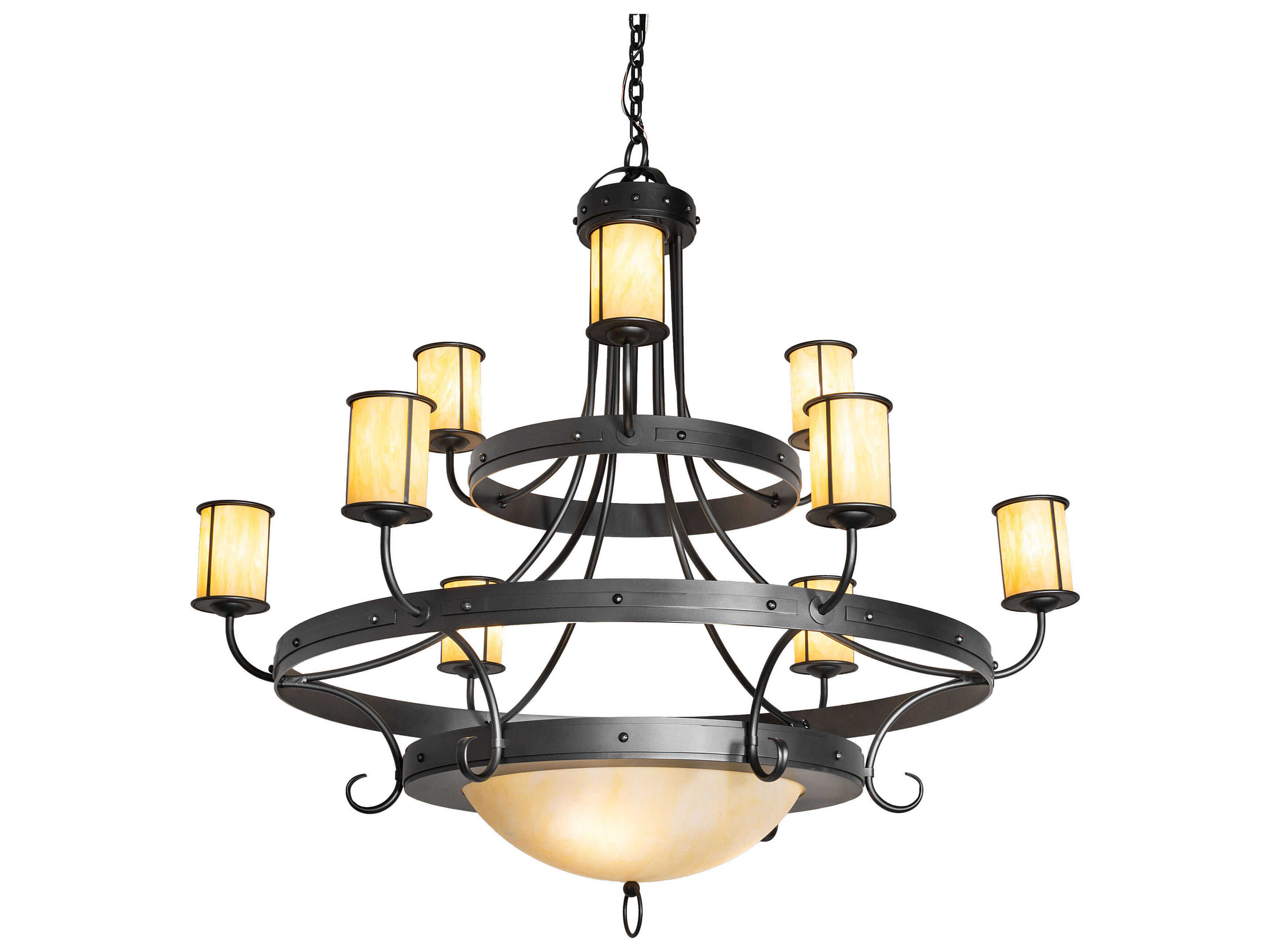 Meyda Nehring 12-Light Wrought Iron Black Traditional Tiered Chandelier