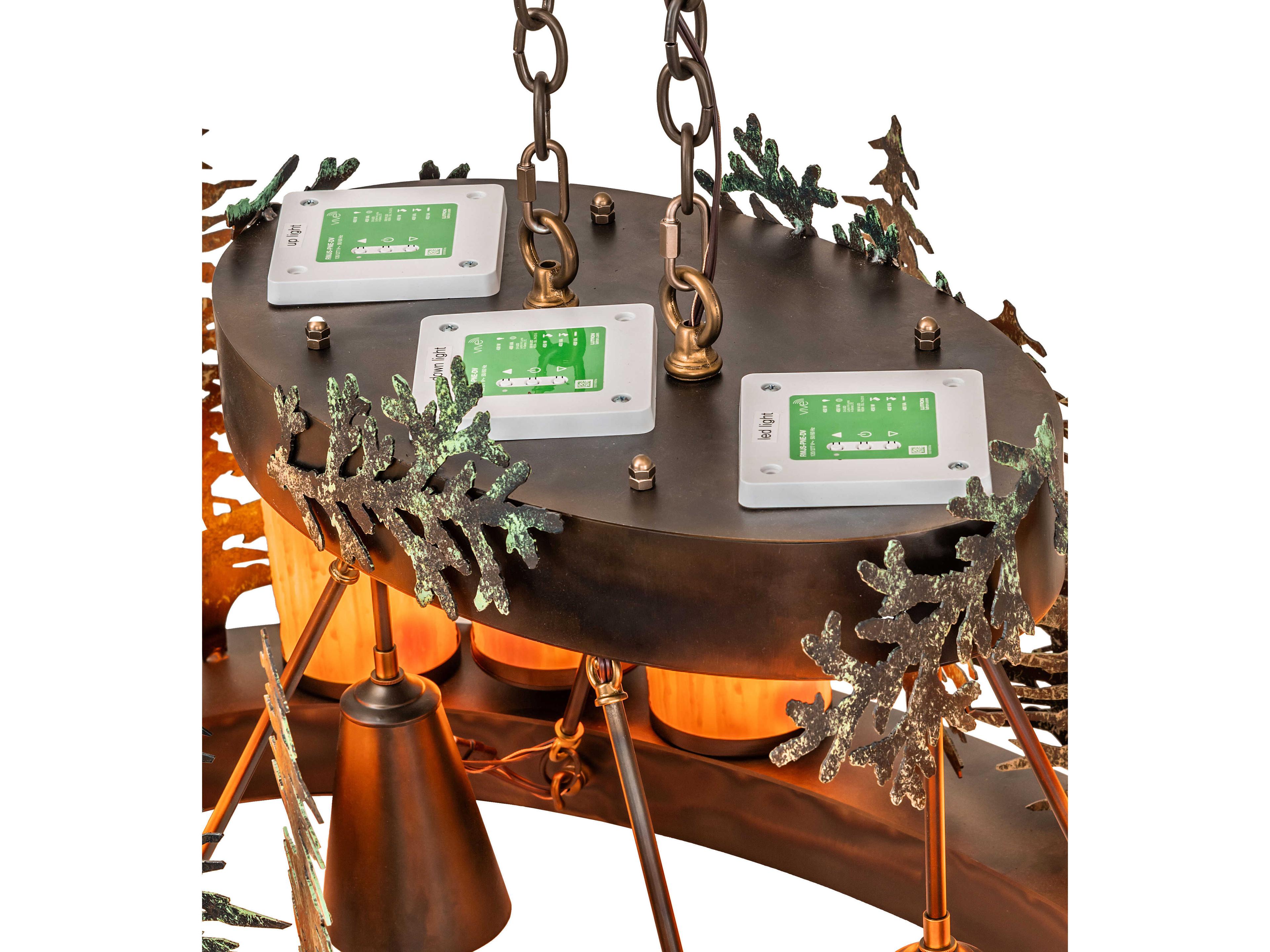 Meyda Mirror Lake Loj 2-Light Silver Mica Copper Island Pendant