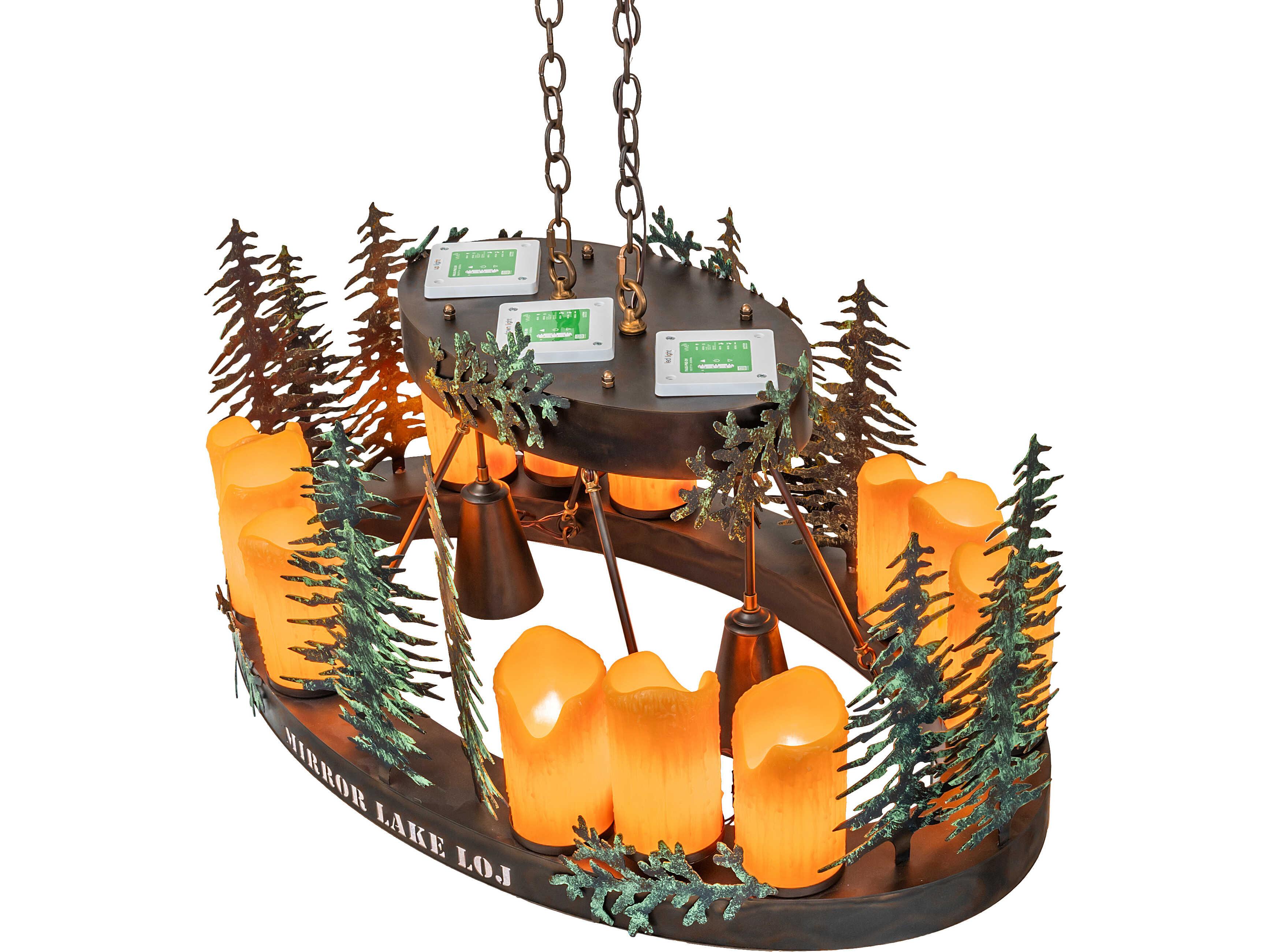 Meyda Mirror Lake Loj 2-Light Silver Mica Copper Island Pendant