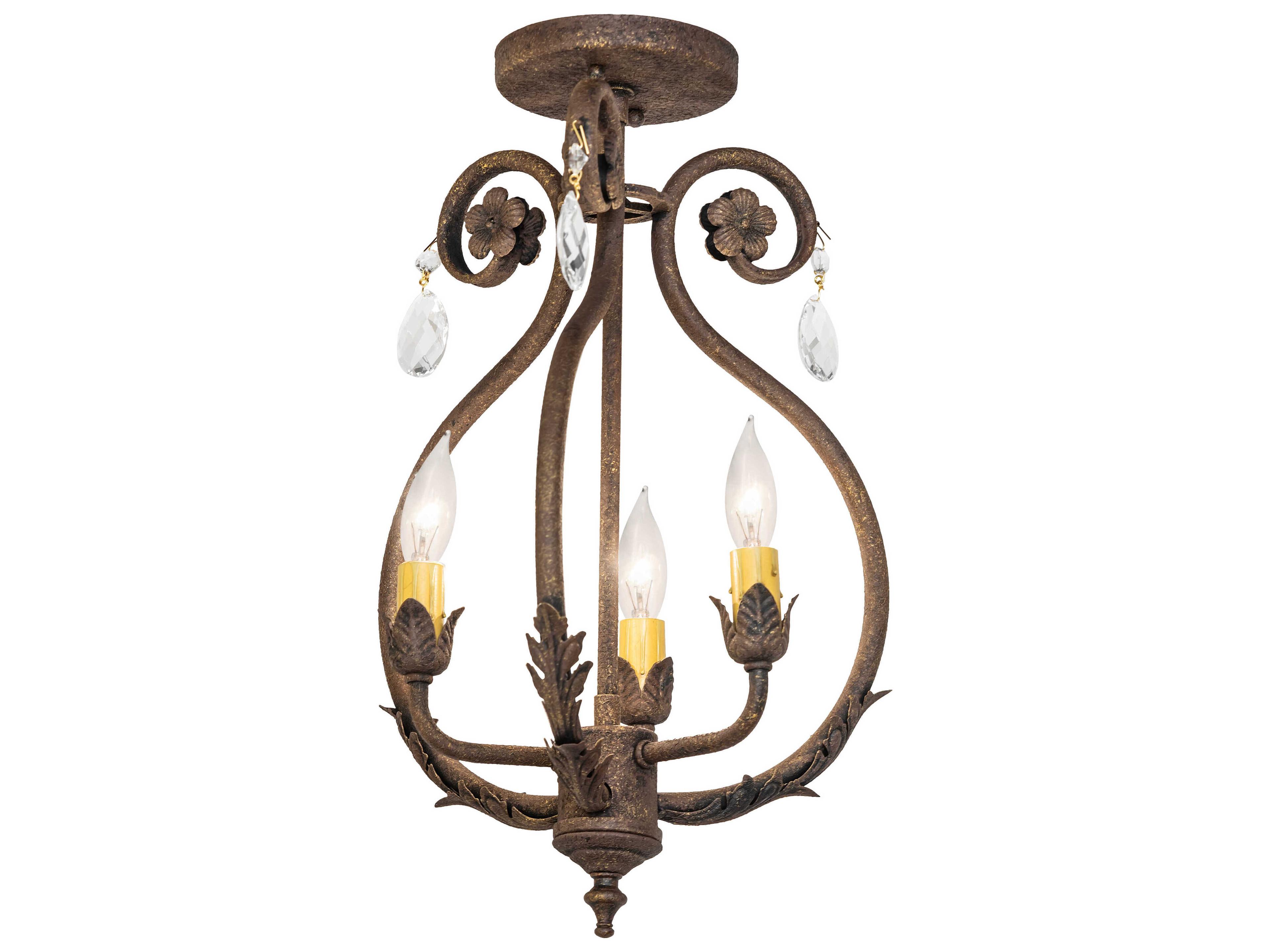 Meyda Antonia 3-Light Antiquity Semi Flush Mount