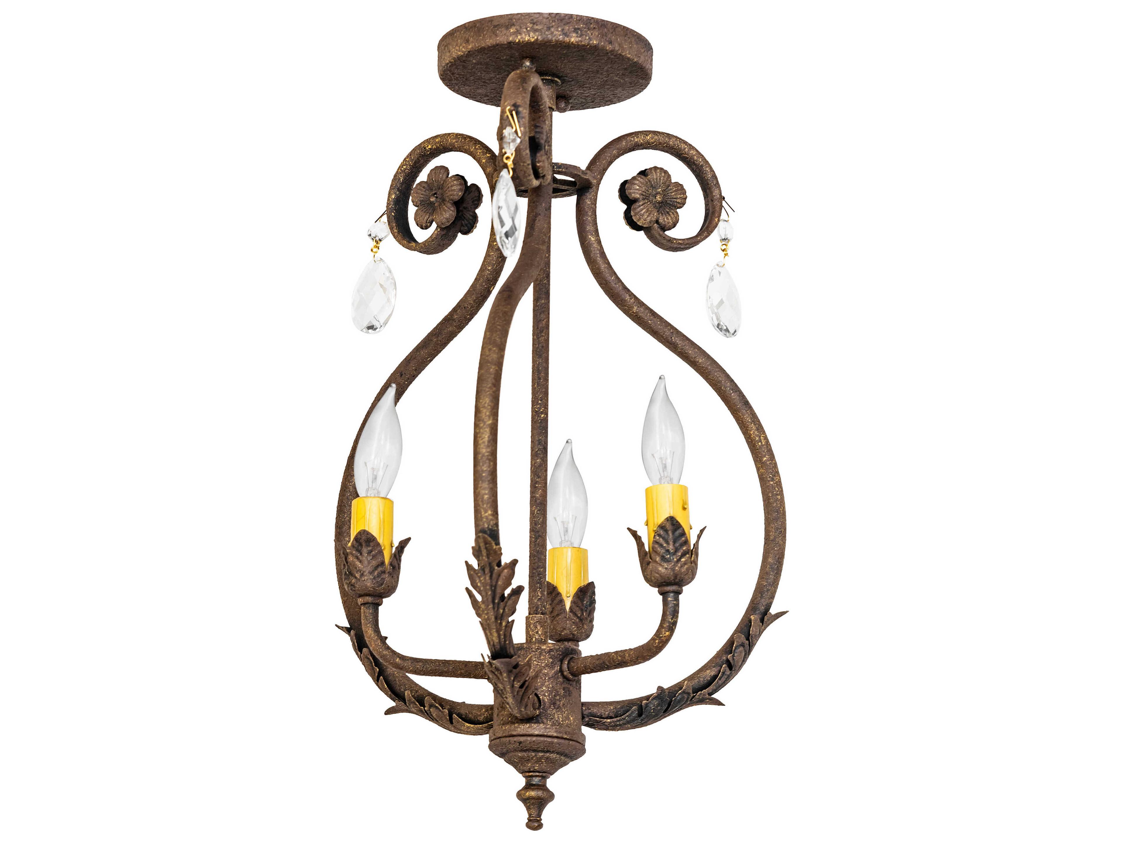 Meyda Antonia 3-Light Antiquity Semi Flush Mount