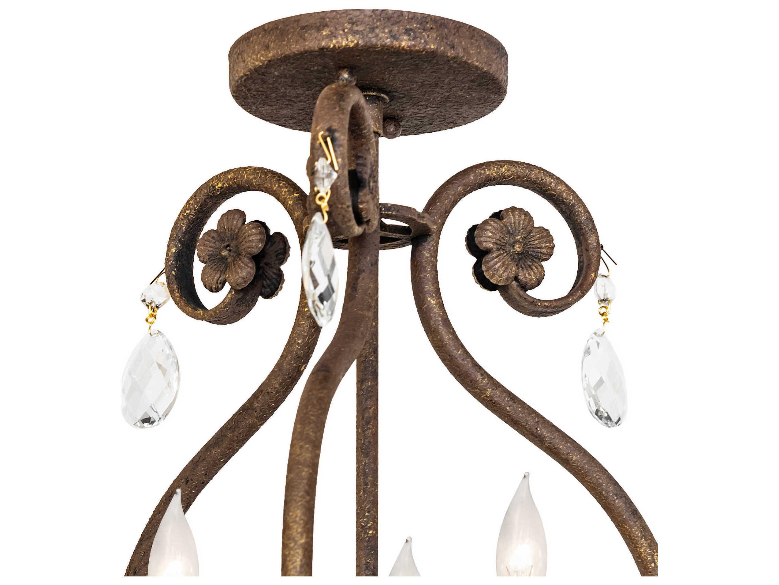 Meyda Antonia 3-Light Antiquity Semi Flush Mount