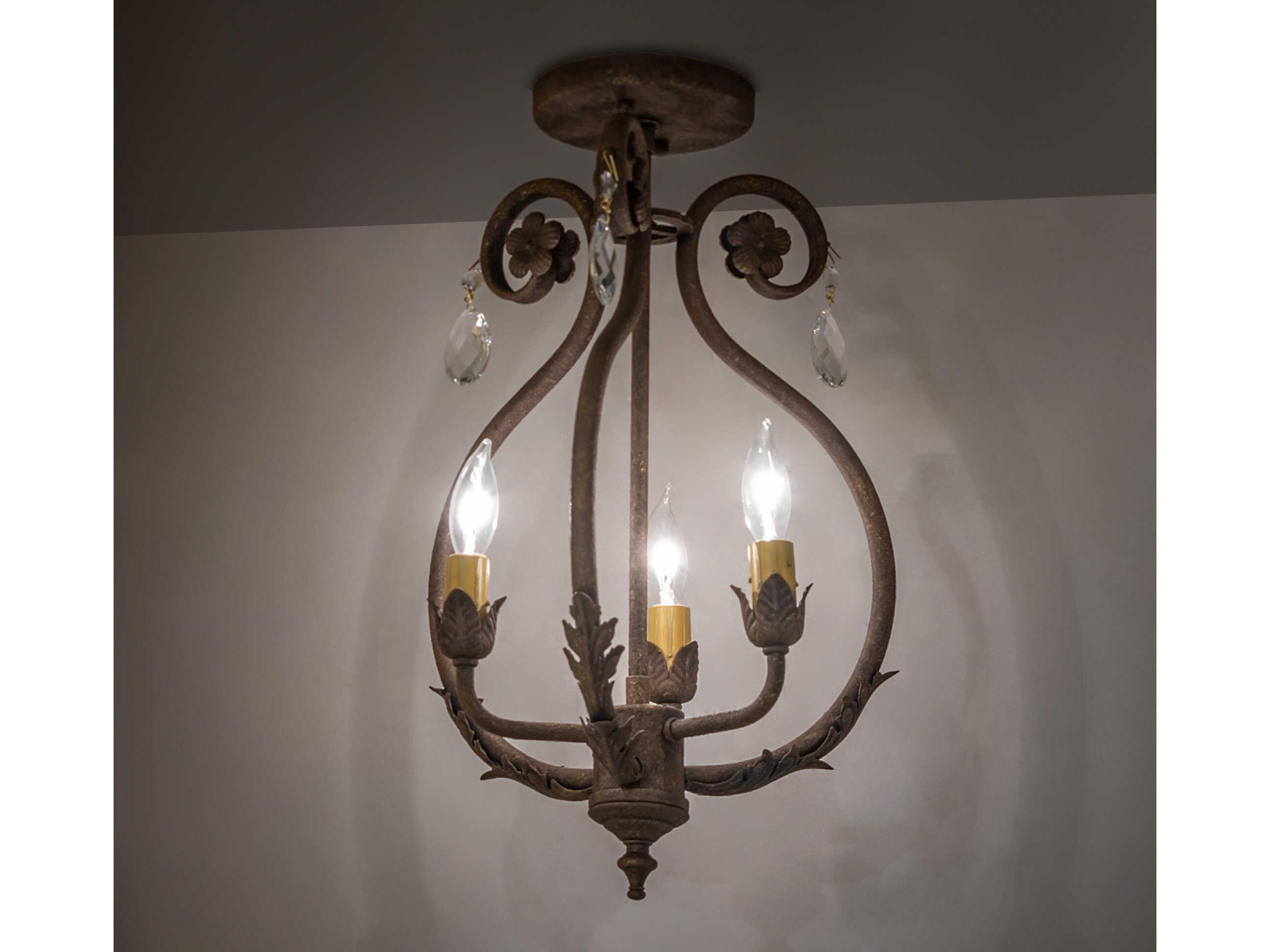 Meyda Antonia 3-Light Antiquity Semi Flush Mount