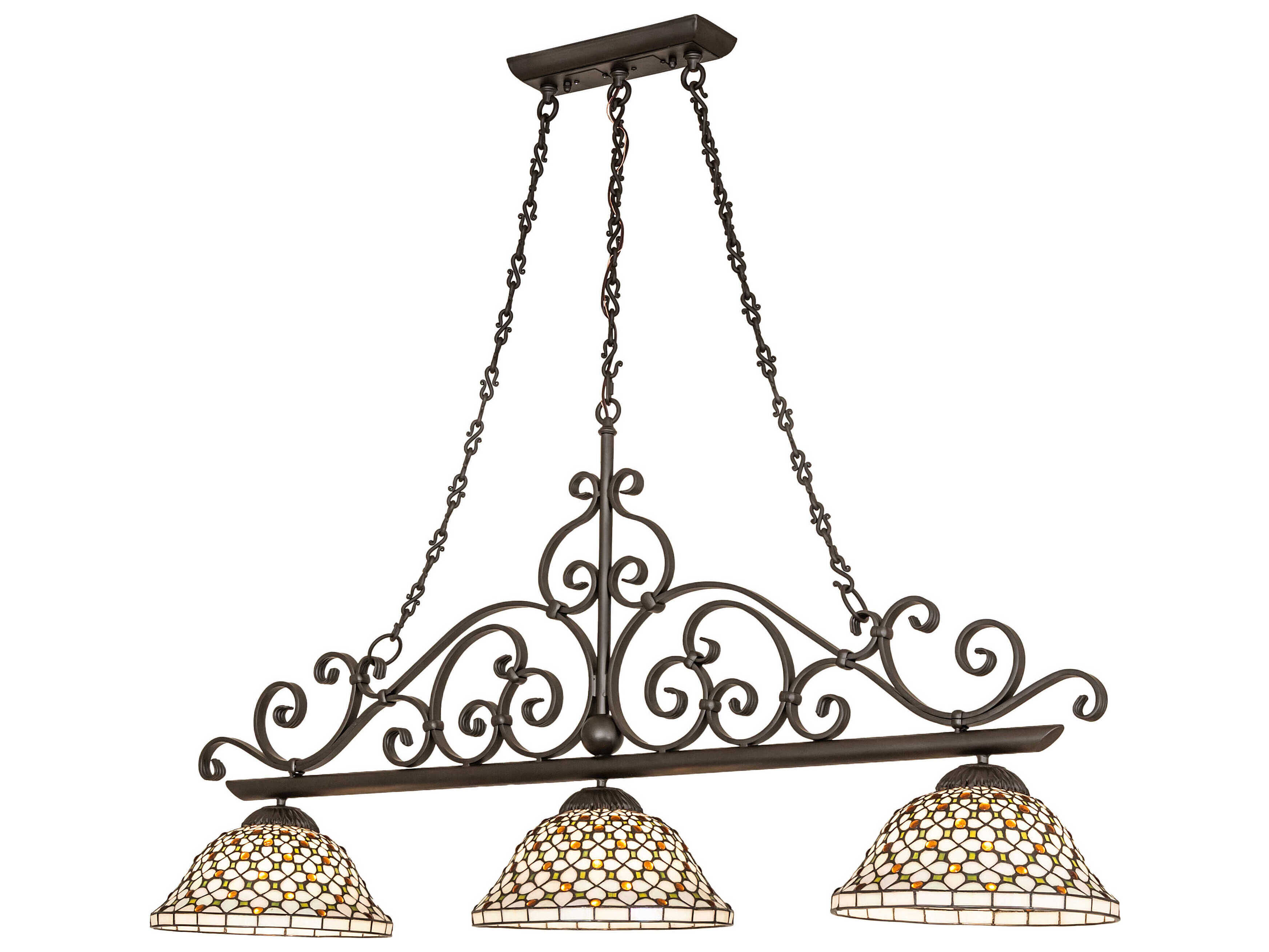 Meyda Diamond And Jewel 3-Light Oil Rubbed Bronze Traditional Dome Island Pendant
