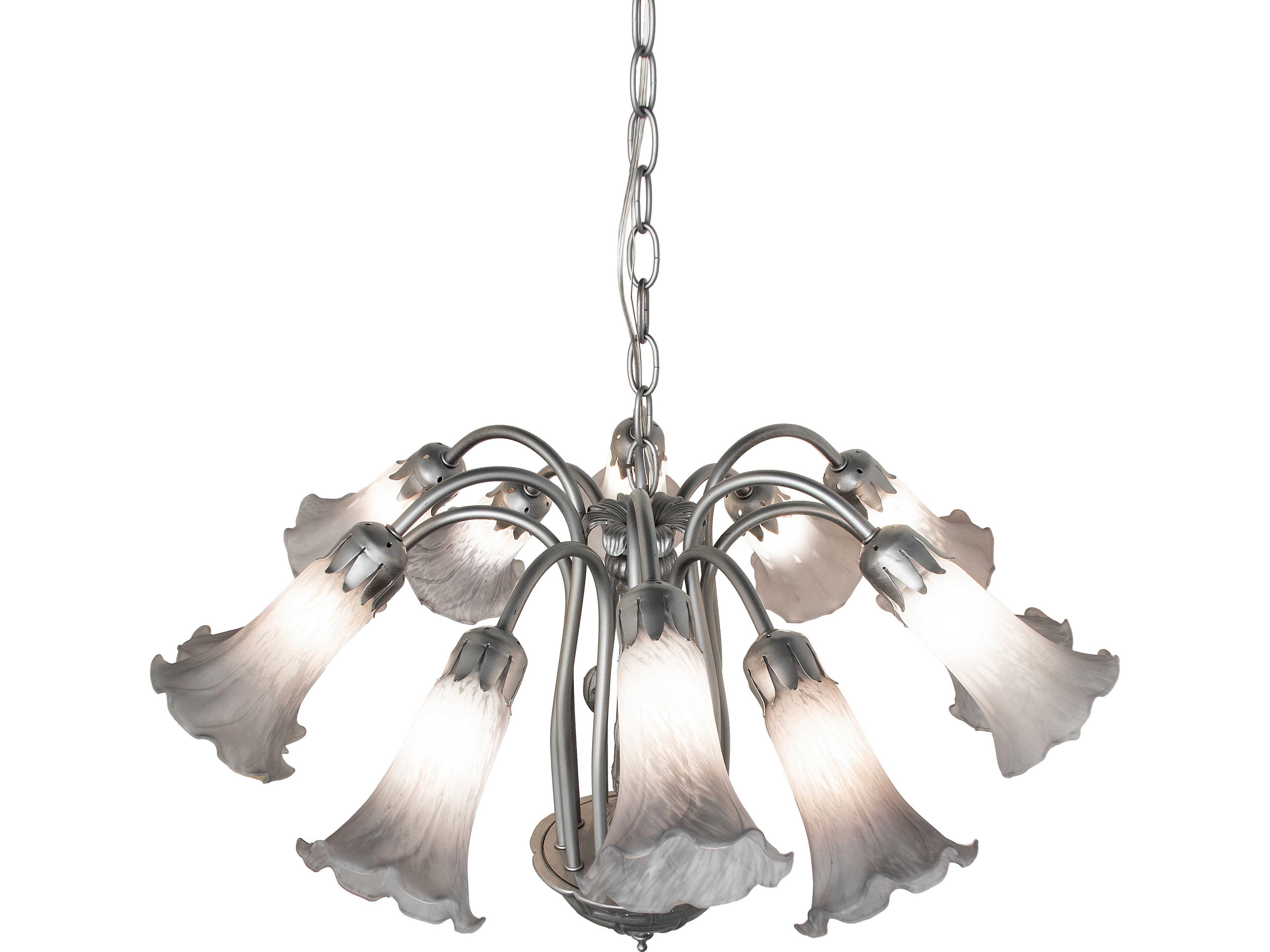 Meyda Gray Tiffany Pond Lily 12-Light Steel Chandelier