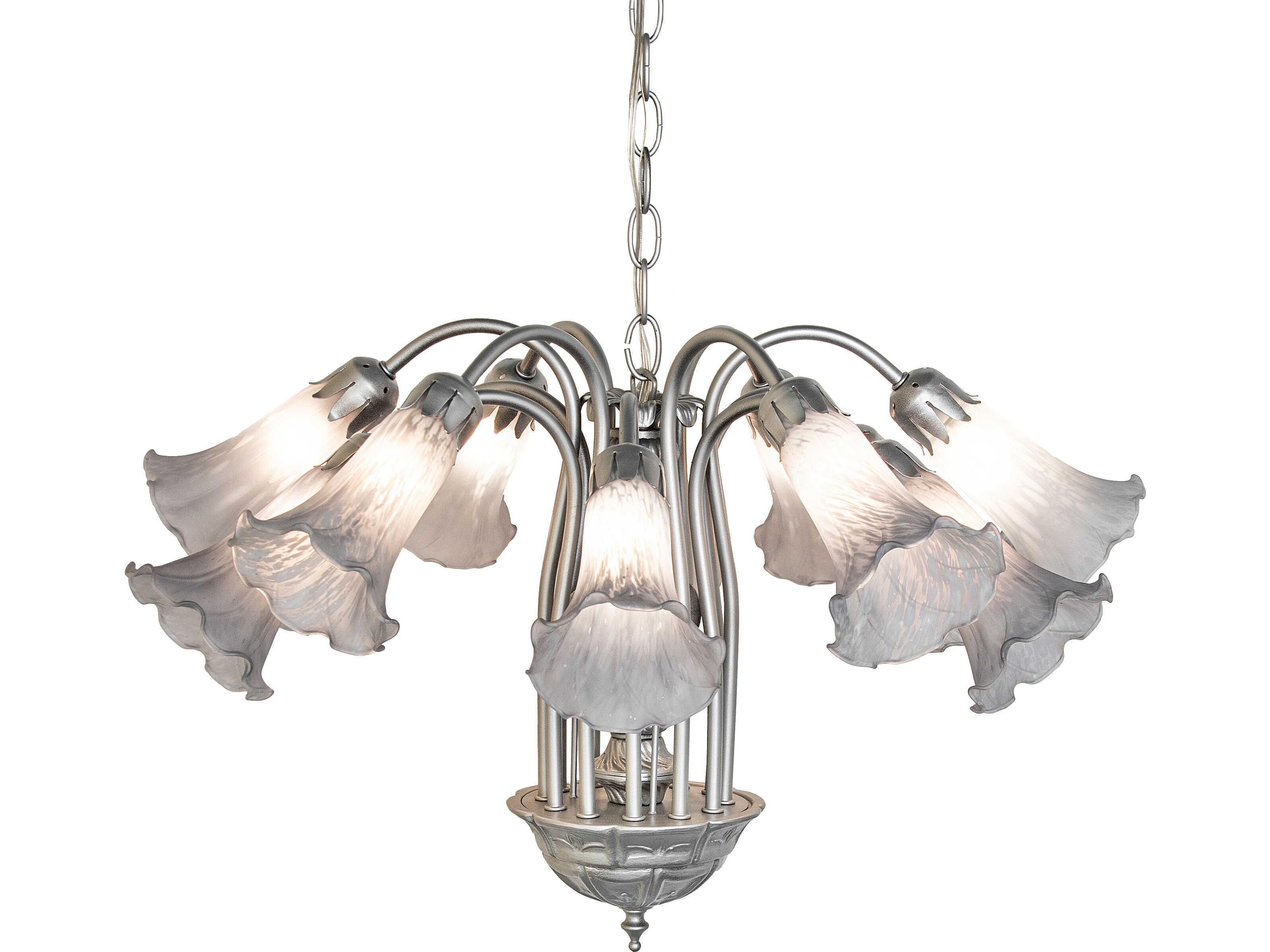 Meyda Gray Tiffany Pond Lily 12-Light Steel Chandelier