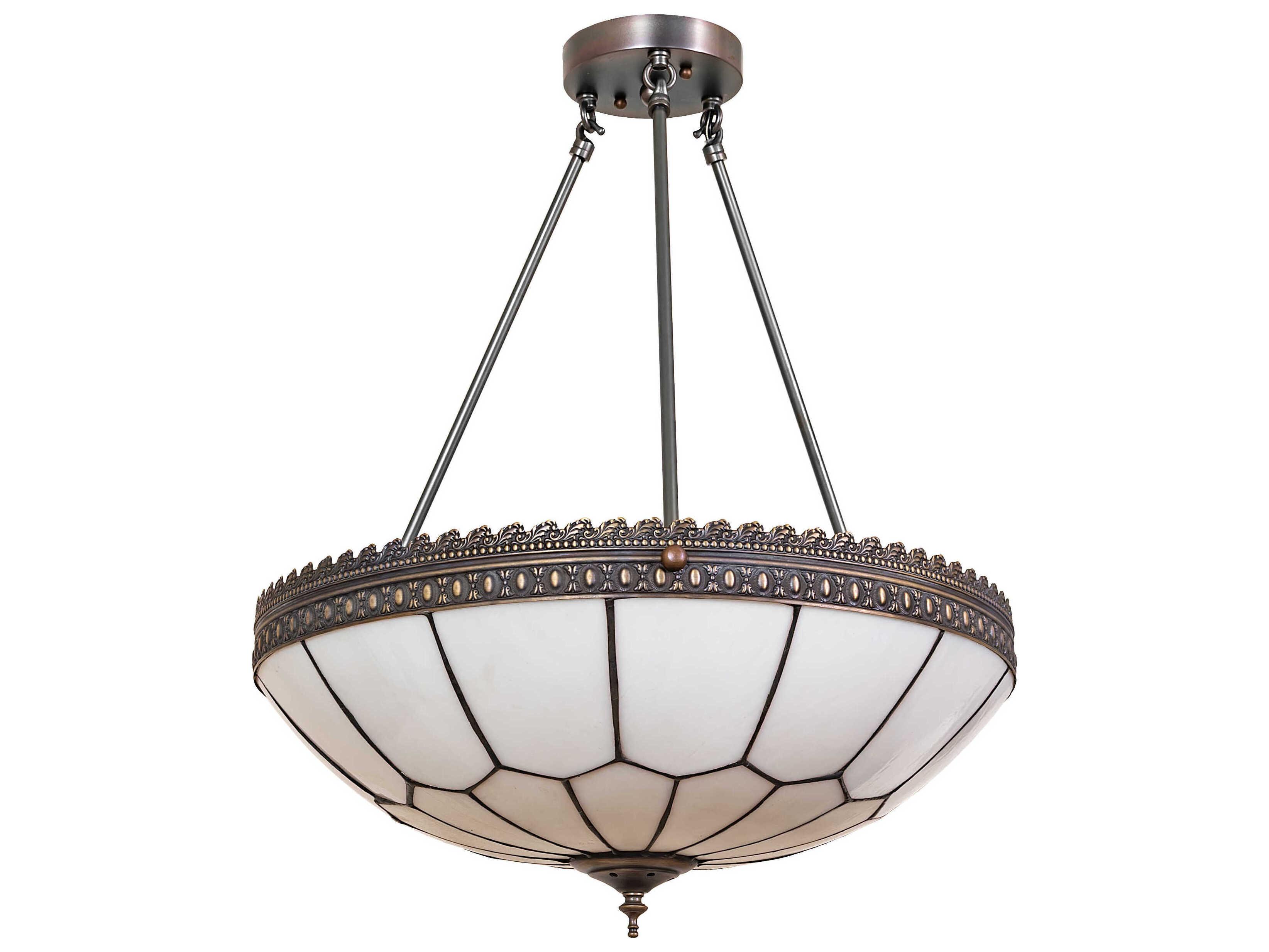 Meyda Vincent Honeycomb 4-Light Weathered Antique Brass Traditional Bowl Semi Flush Mount