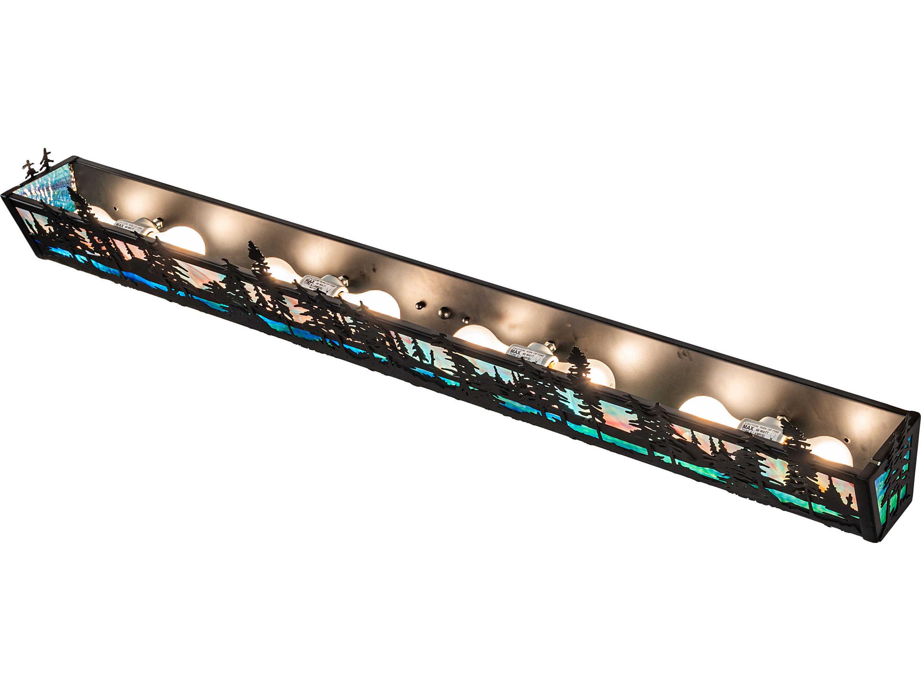 Meyda Tall Pines 8-Light Flat Black Vanity Light