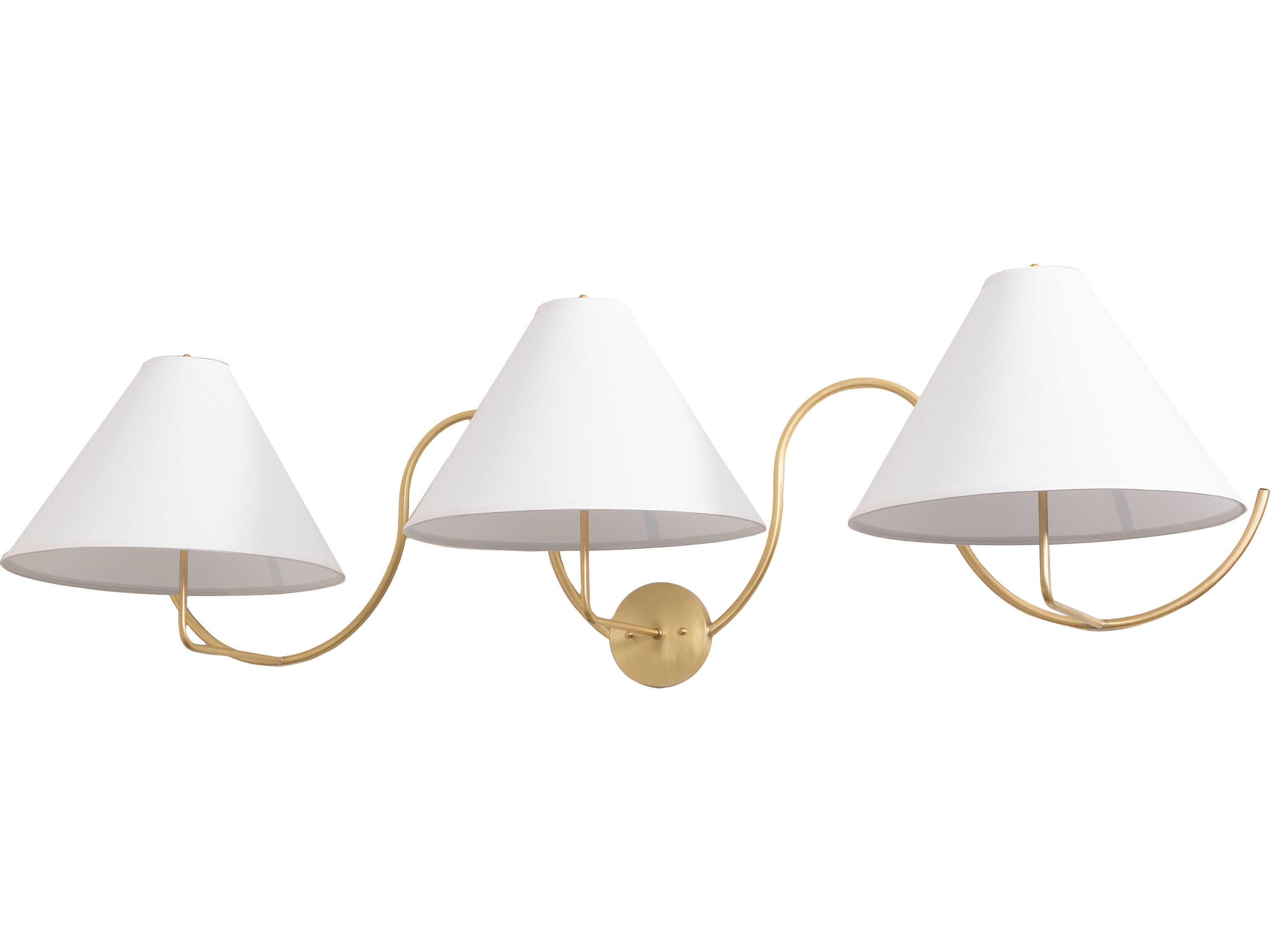 Meyda Soundwave 3-Light White Butcher Linen Brass Wall Sconce