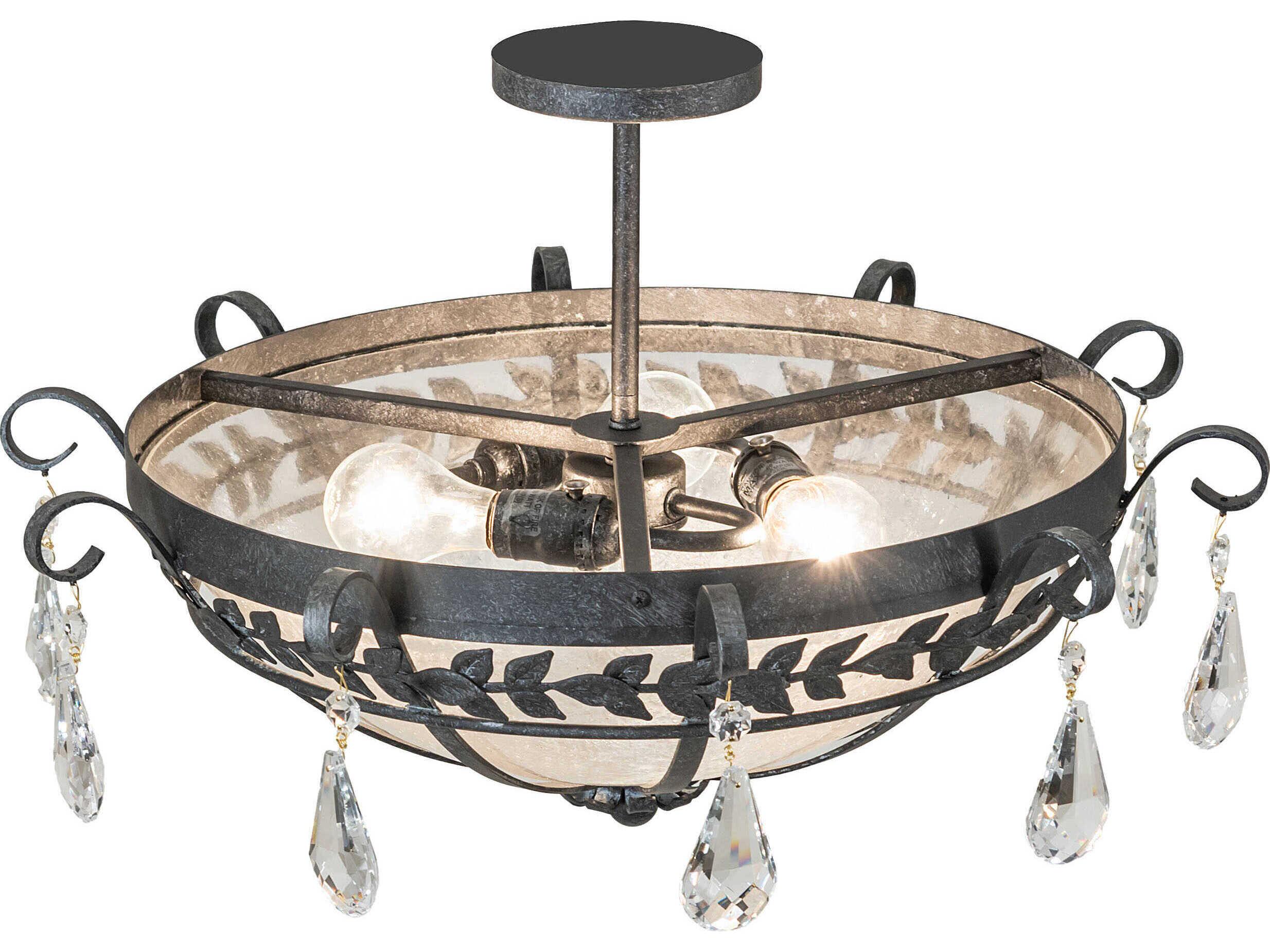 Meyda Florentine 3-Light Smoke Semi Flush Mount