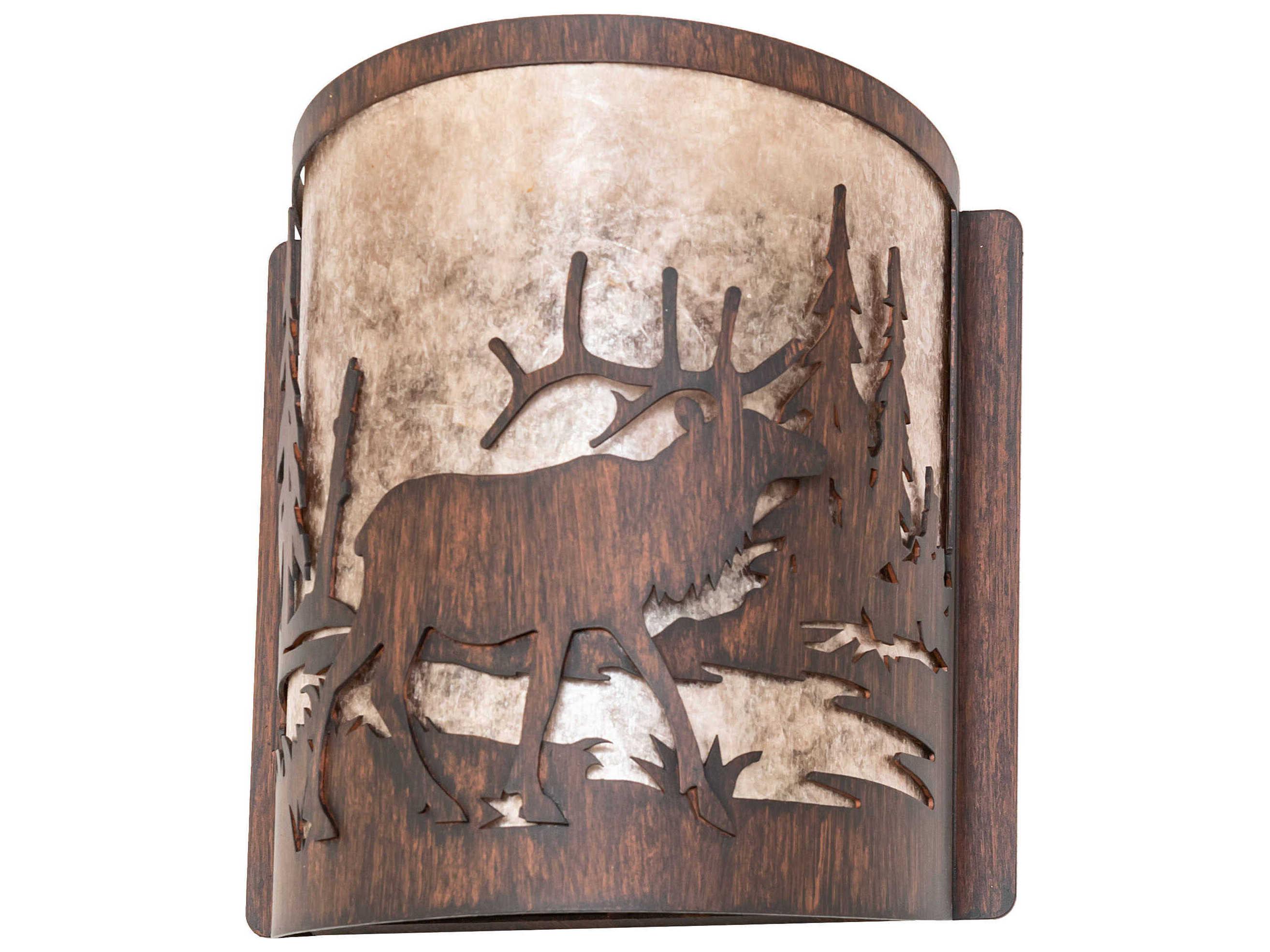 Meyda Elk At Lake 1-Light Driftwood Brown Wall Sconce