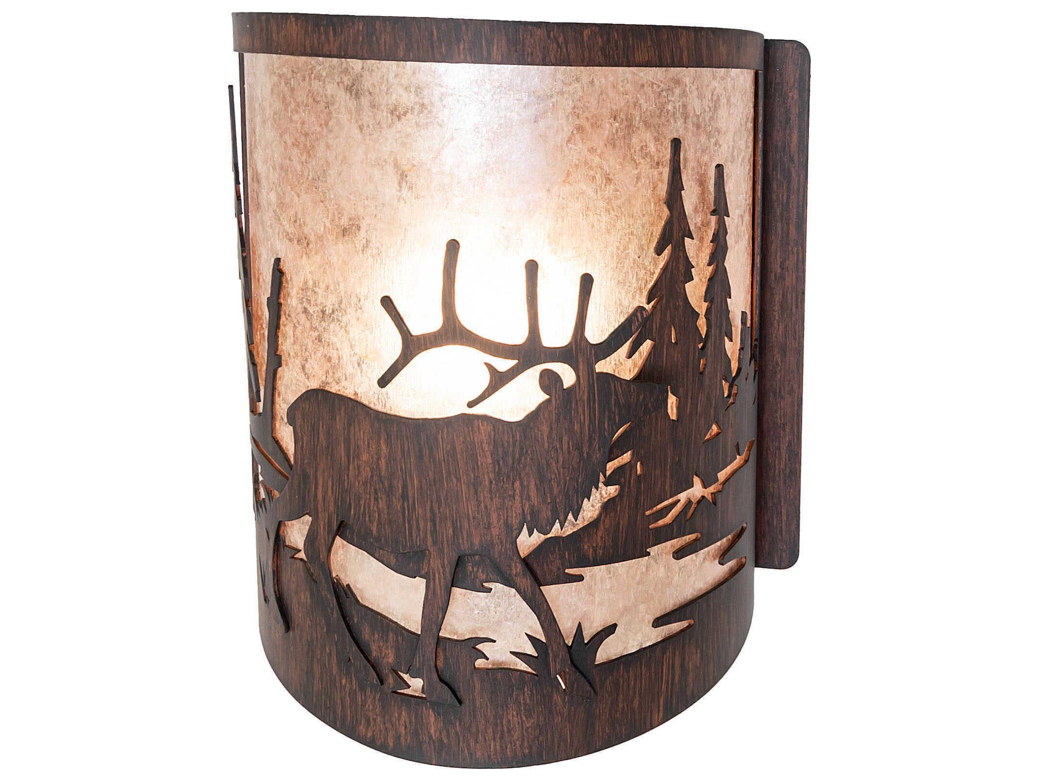 Meyda Elk At Lake 1-Light Driftwood Brown Wall Sconce