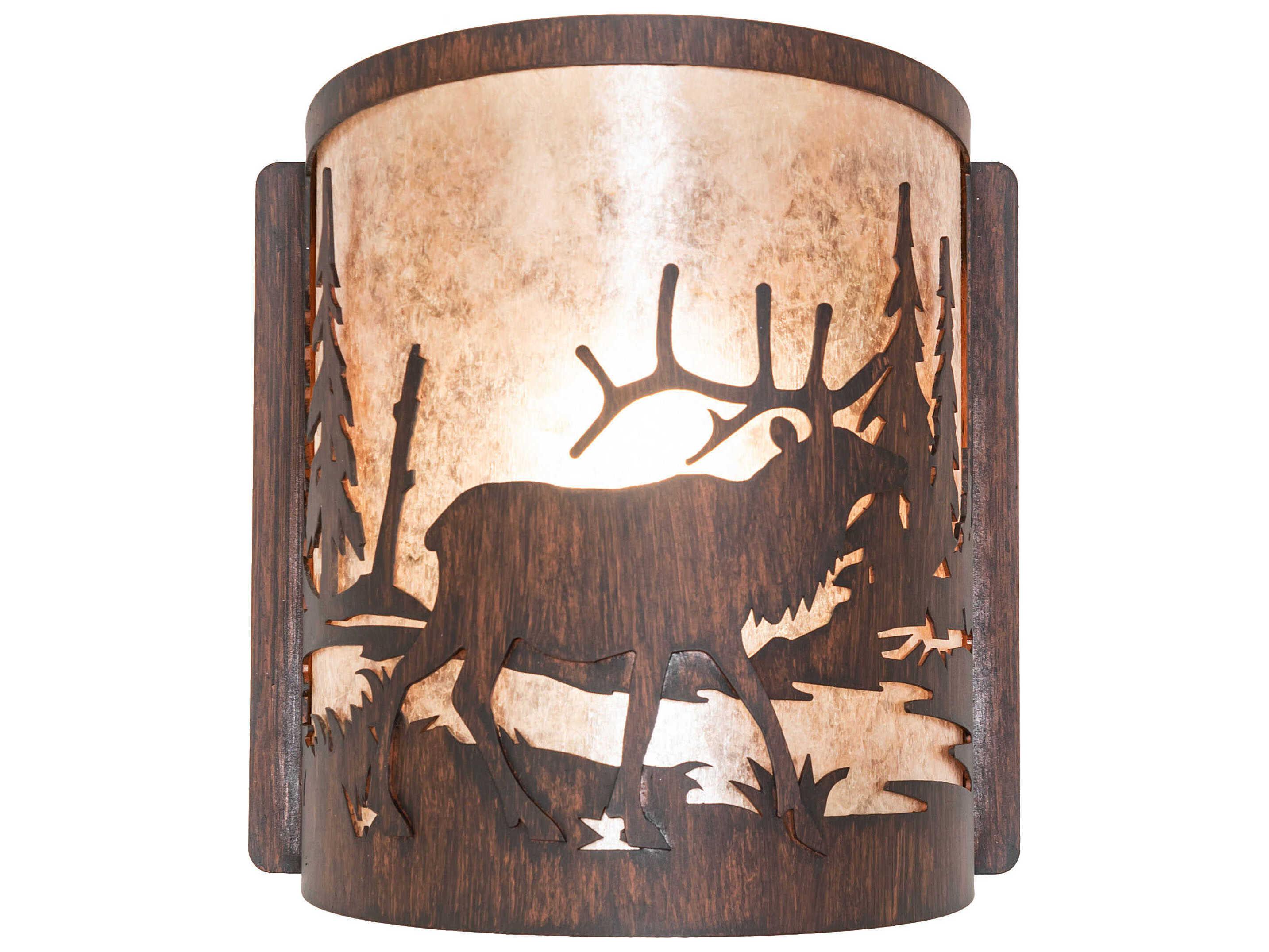 Meyda Elk At Lake 1-Light Driftwood Brown Wall Sconce