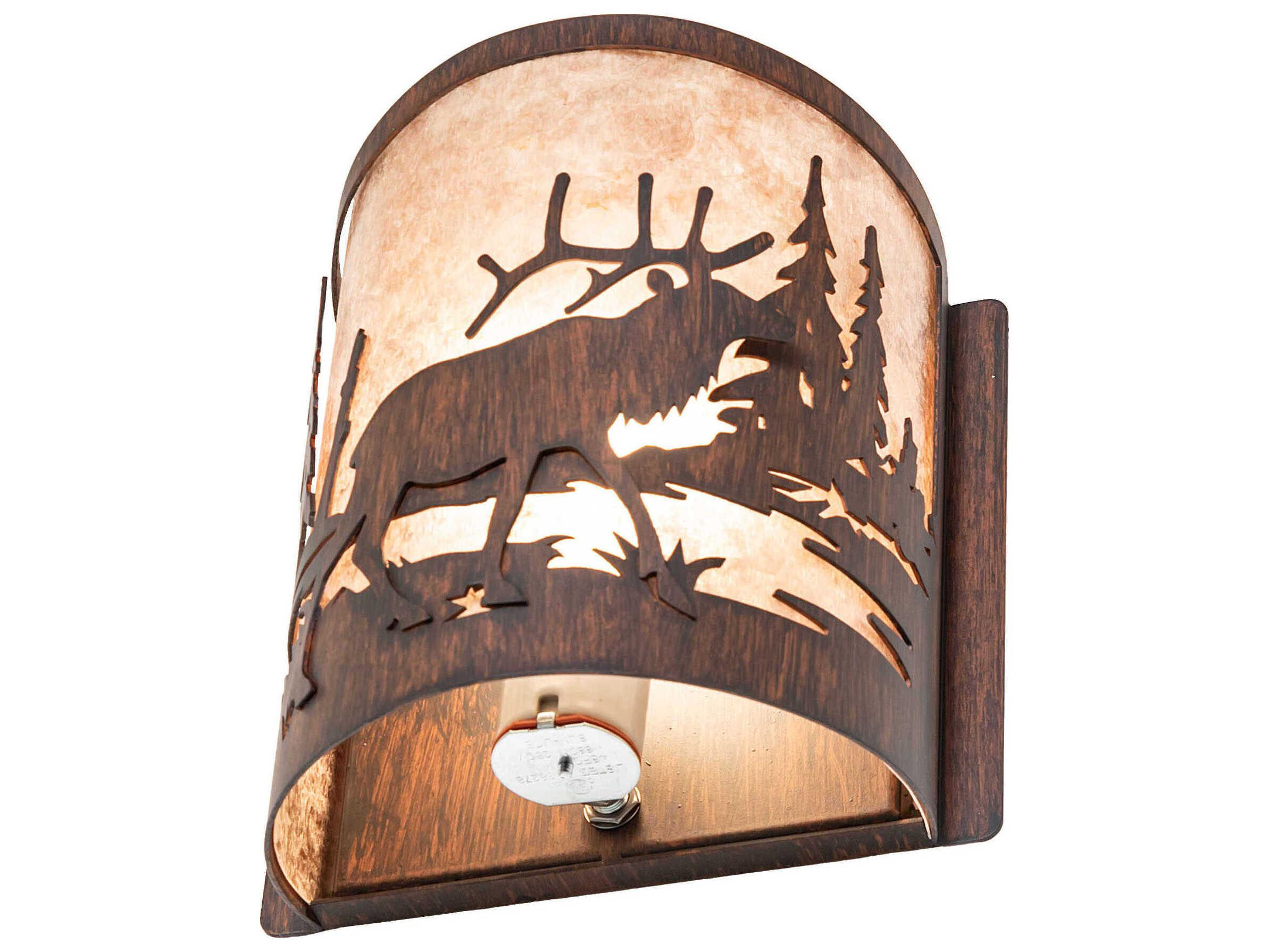 Meyda Elk At Lake 1-Light Driftwood Brown Wall Sconce