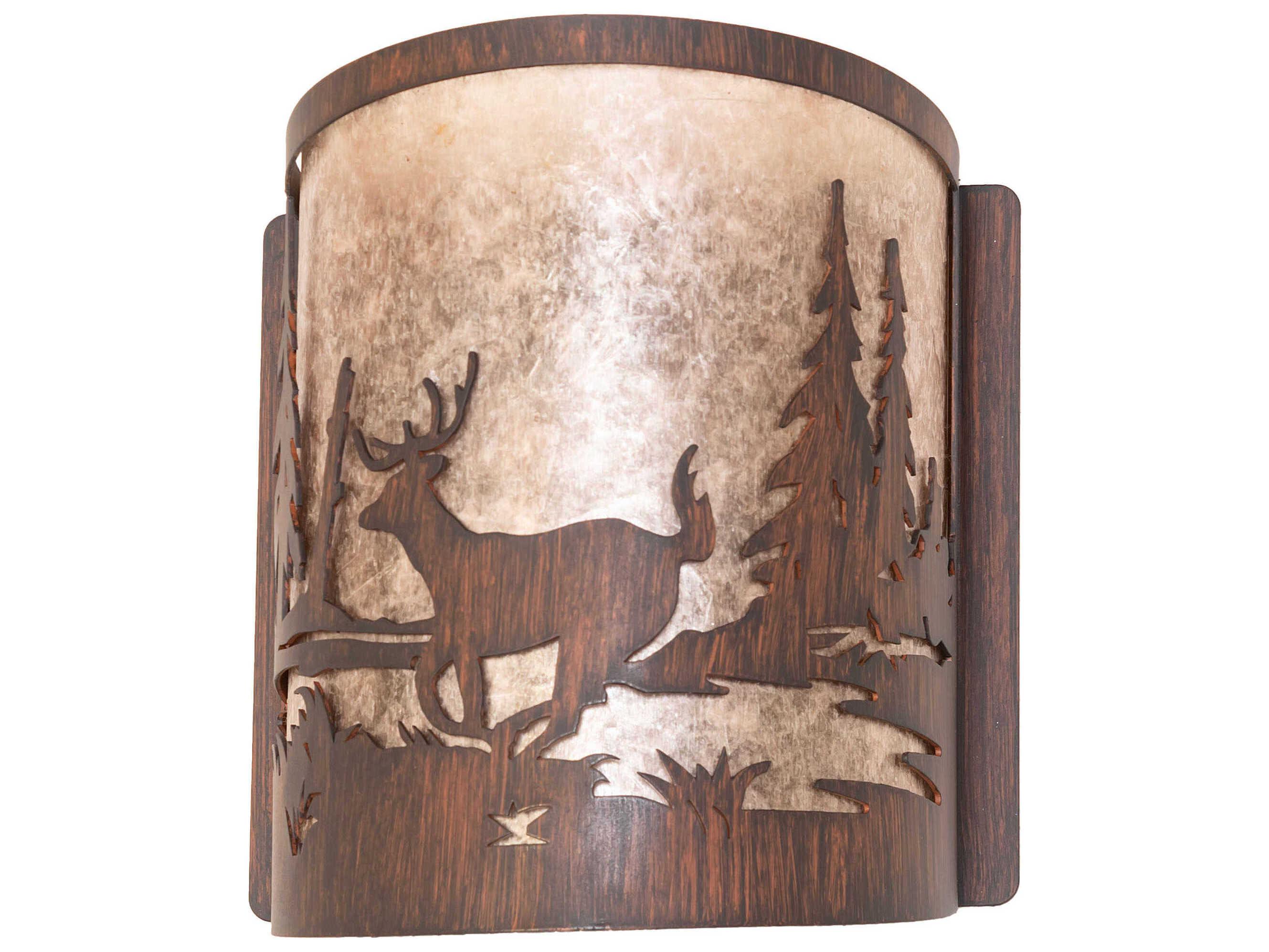 Meyda Deer At Lake 1-Light Driftwood Brown Wall Sconce