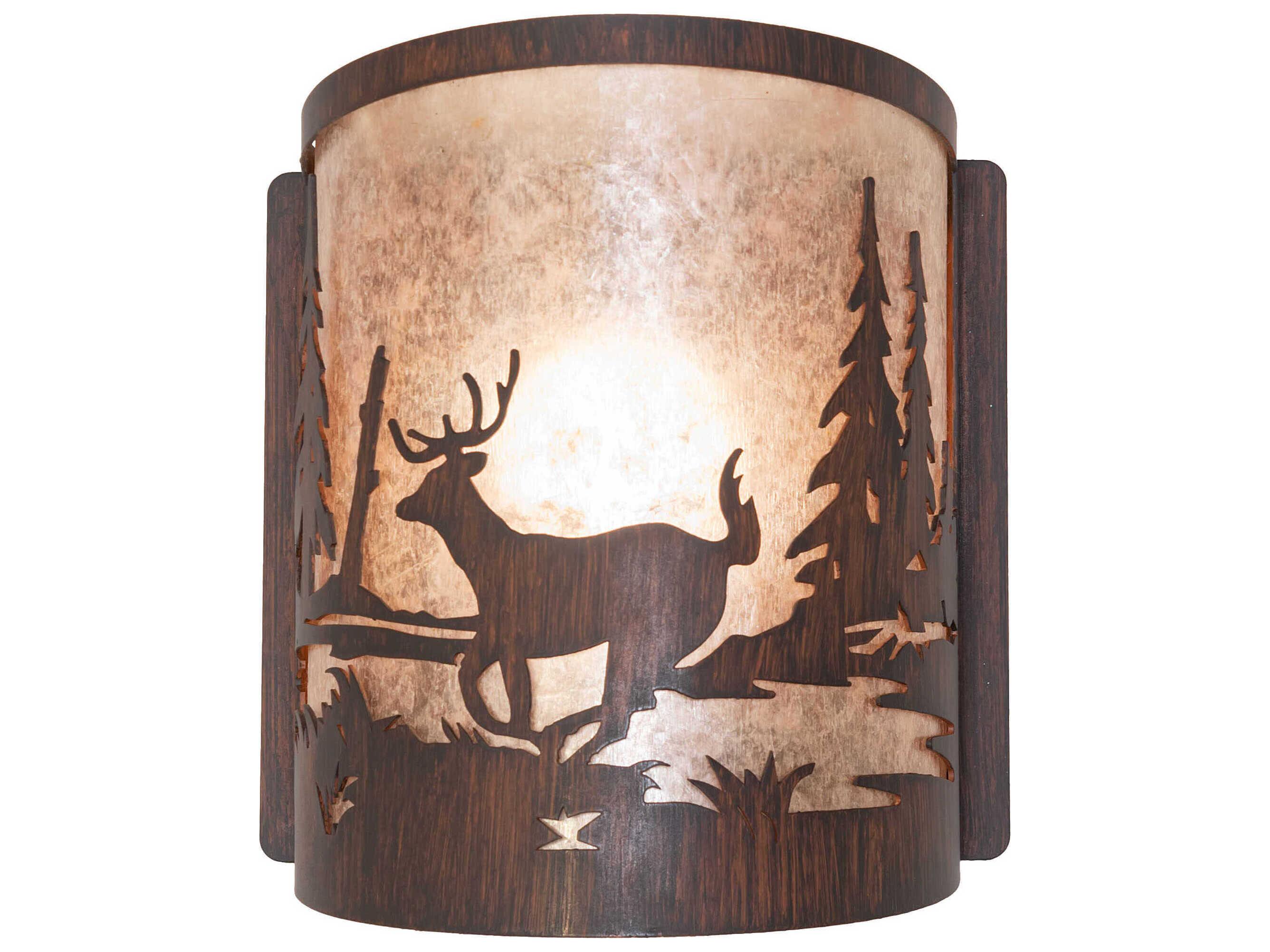 Meyda Deer At Lake 1-Light Driftwood Brown Wall Sconce