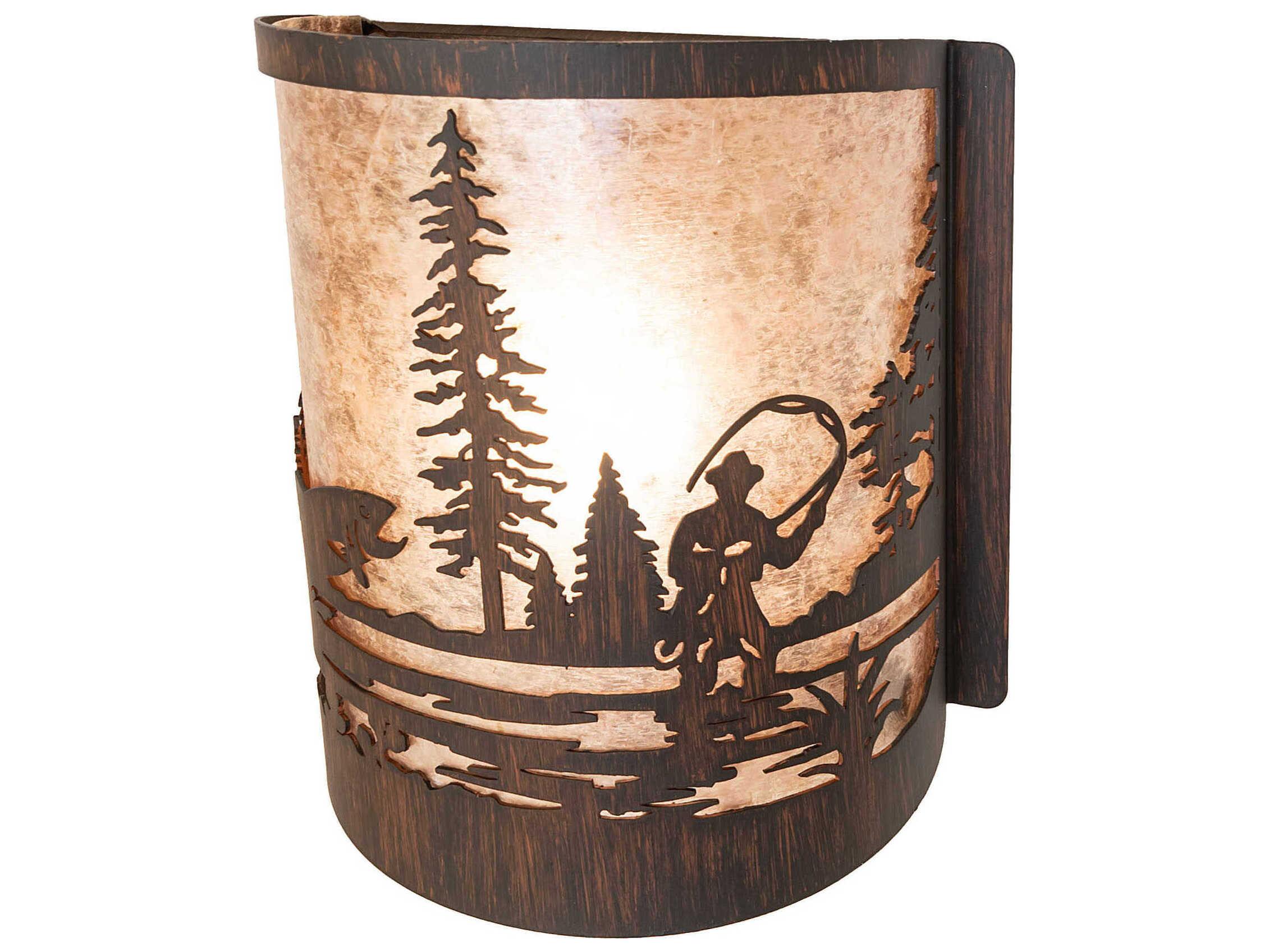 Meyda Fly Fishing 1-Light Driftwood Brown Wall Sconce