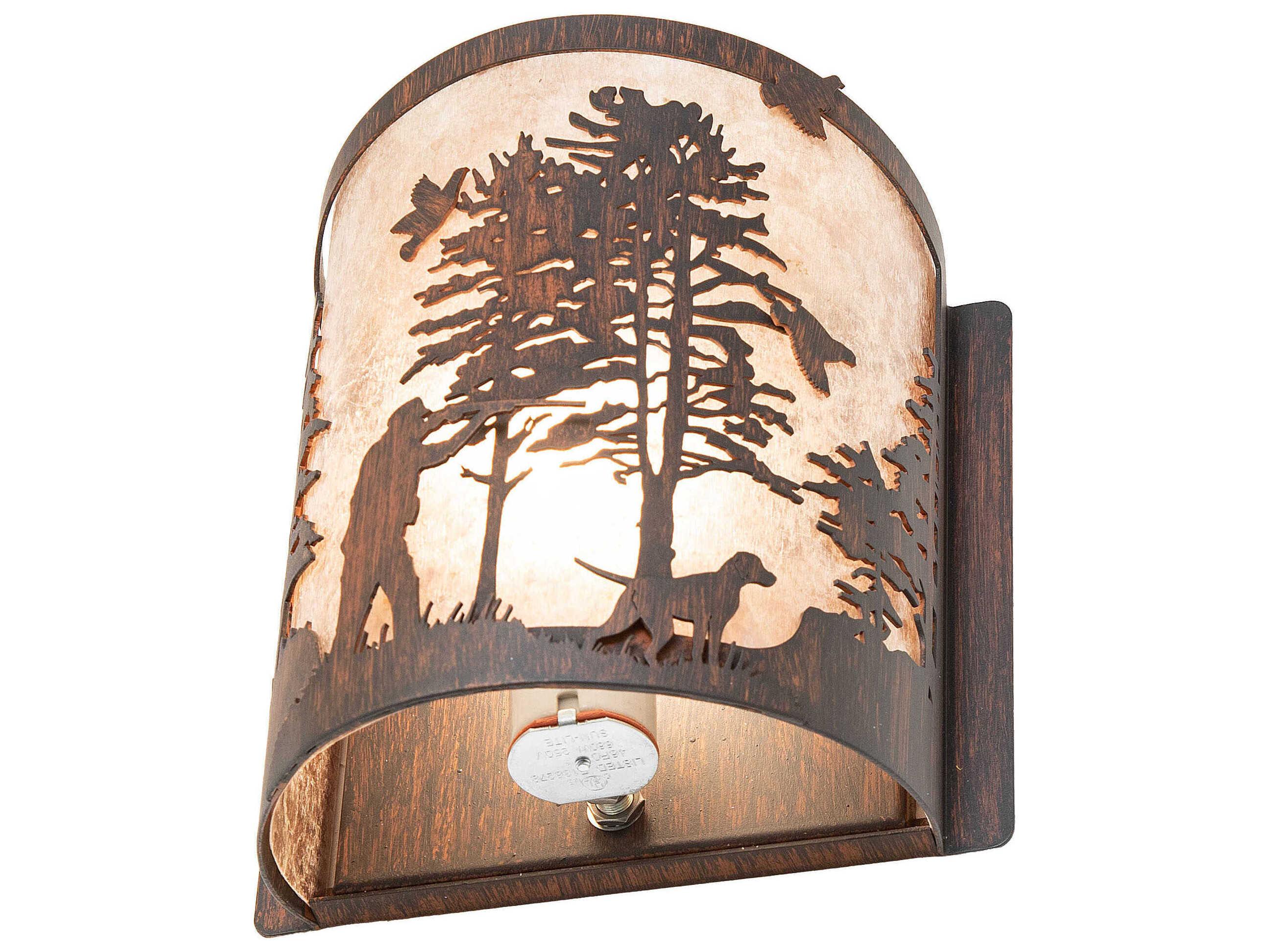 Meyda Quail Hunter with Dog 1-Light Driftwood Brown Wall Sconce