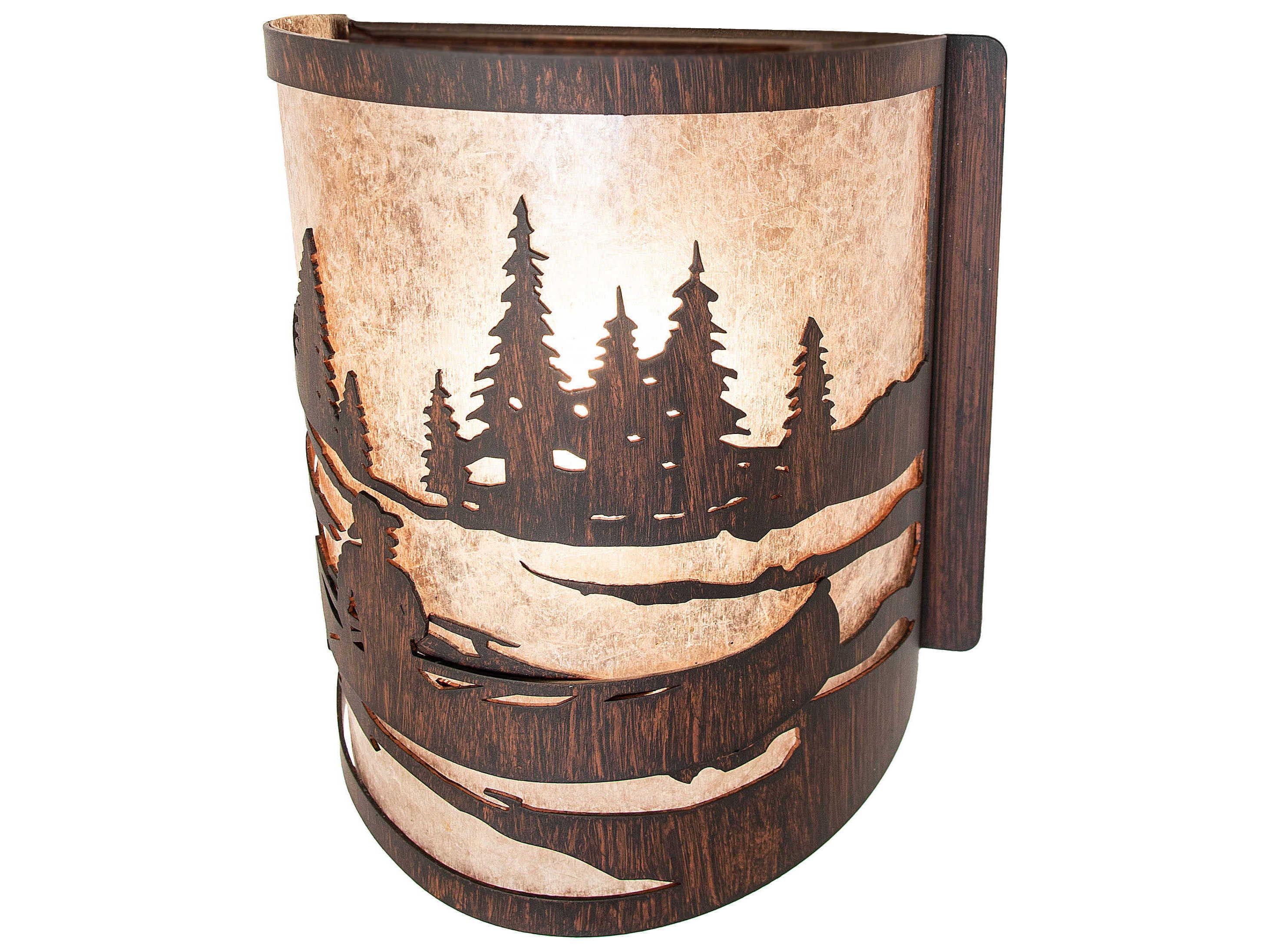 Meyda Canoe At Lake 1-Light Driftwood Brown Wall Sconce