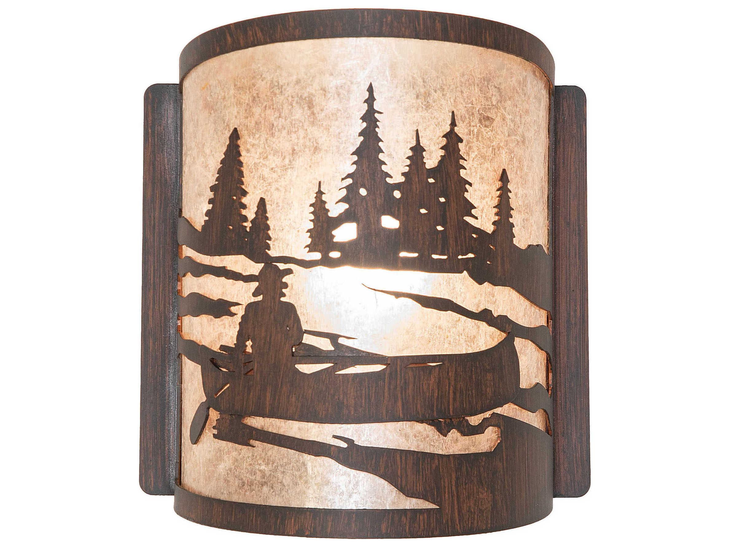 Meyda Canoe At Lake 1-Light Driftwood Brown Wall Sconce