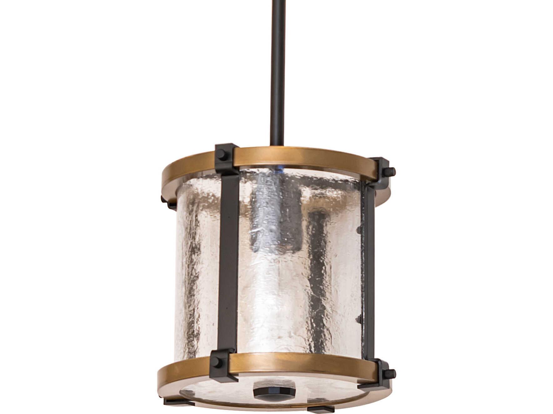 Meyda Cilindro 1-Light Clear Seeded Glass Brass Mini Pendant
