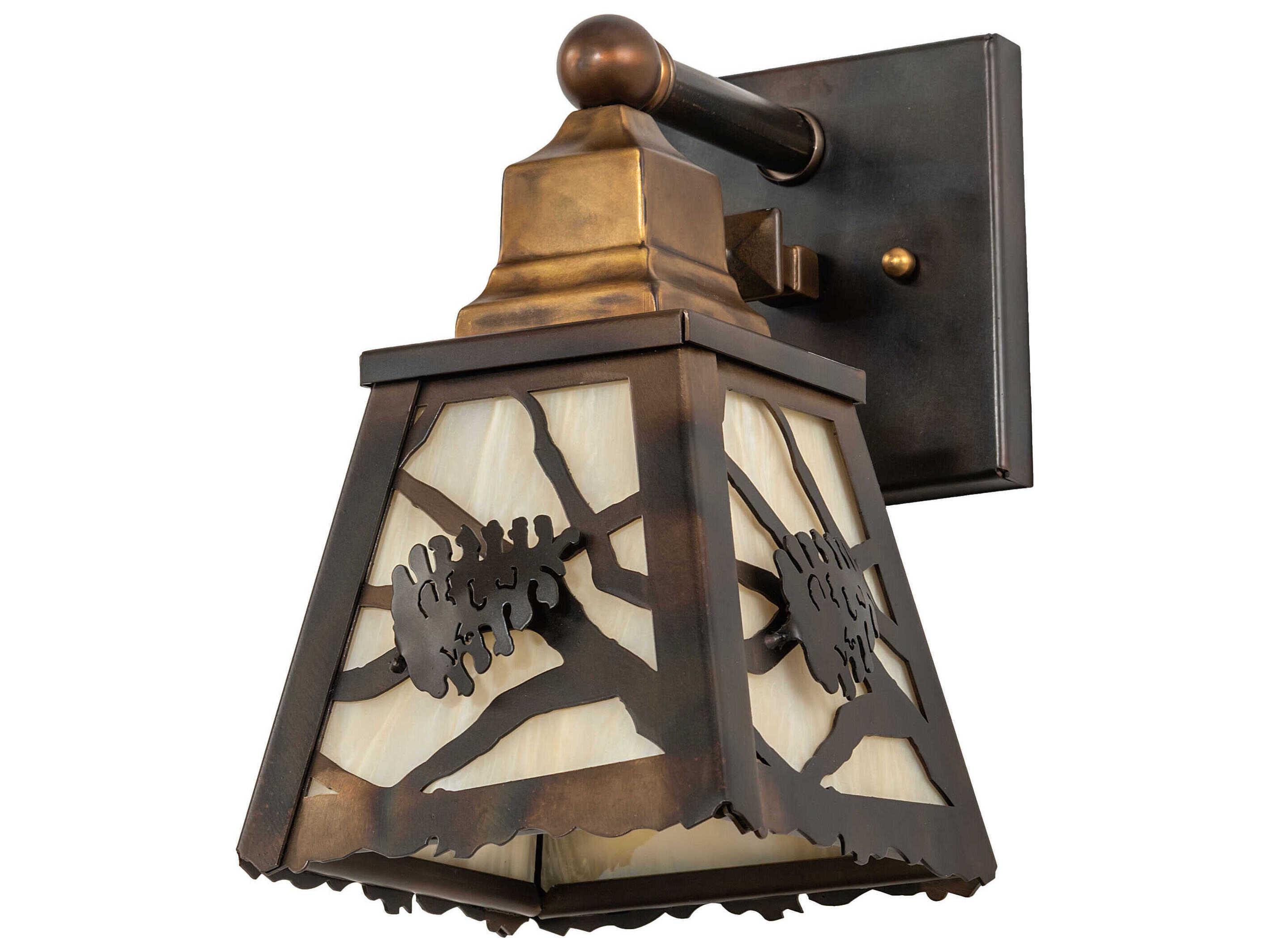 Meyda Spruce Pine 1-Light Dark Burnished Antique Copper Wall Sconce