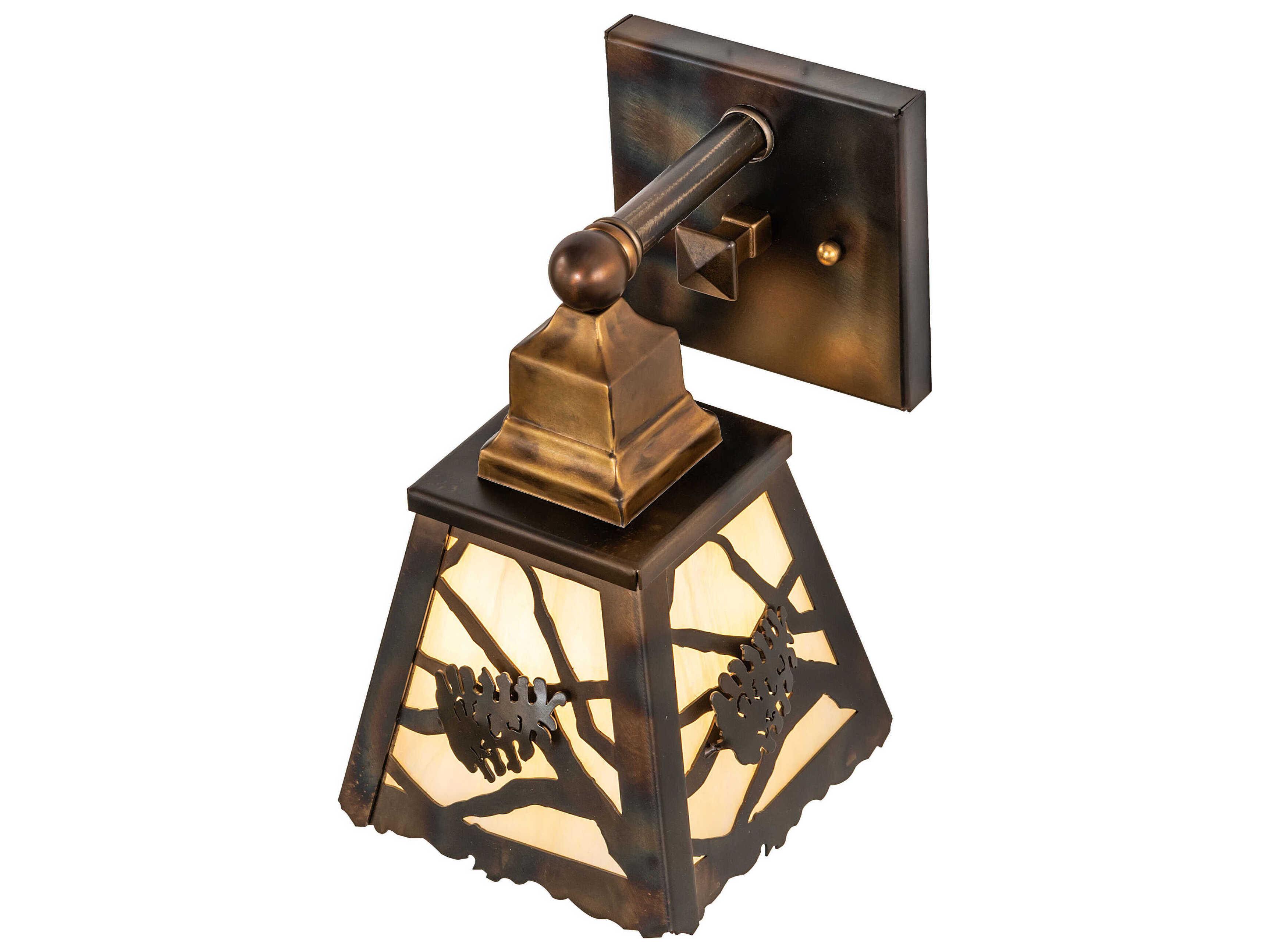 Meyda Spruce Pine 1-Light Dark Burnished Antique Copper Wall Sconce