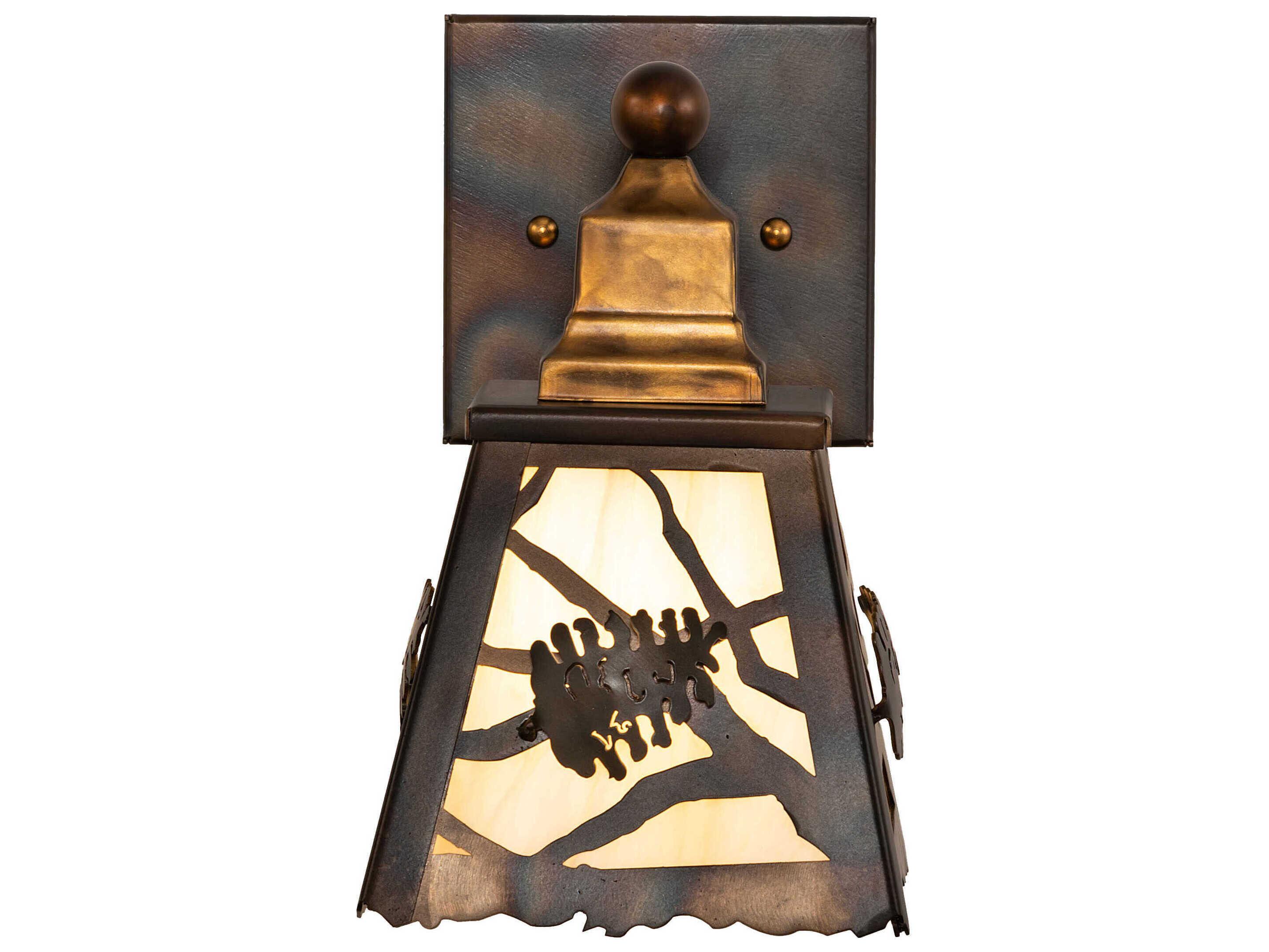Meyda Spruce Pine 1-Light Dark Burnished Antique Copper Wall Sconce