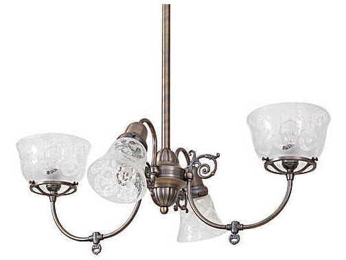 Meyda Revival Gas & Electric 4-Light Antique Brass Chandelier