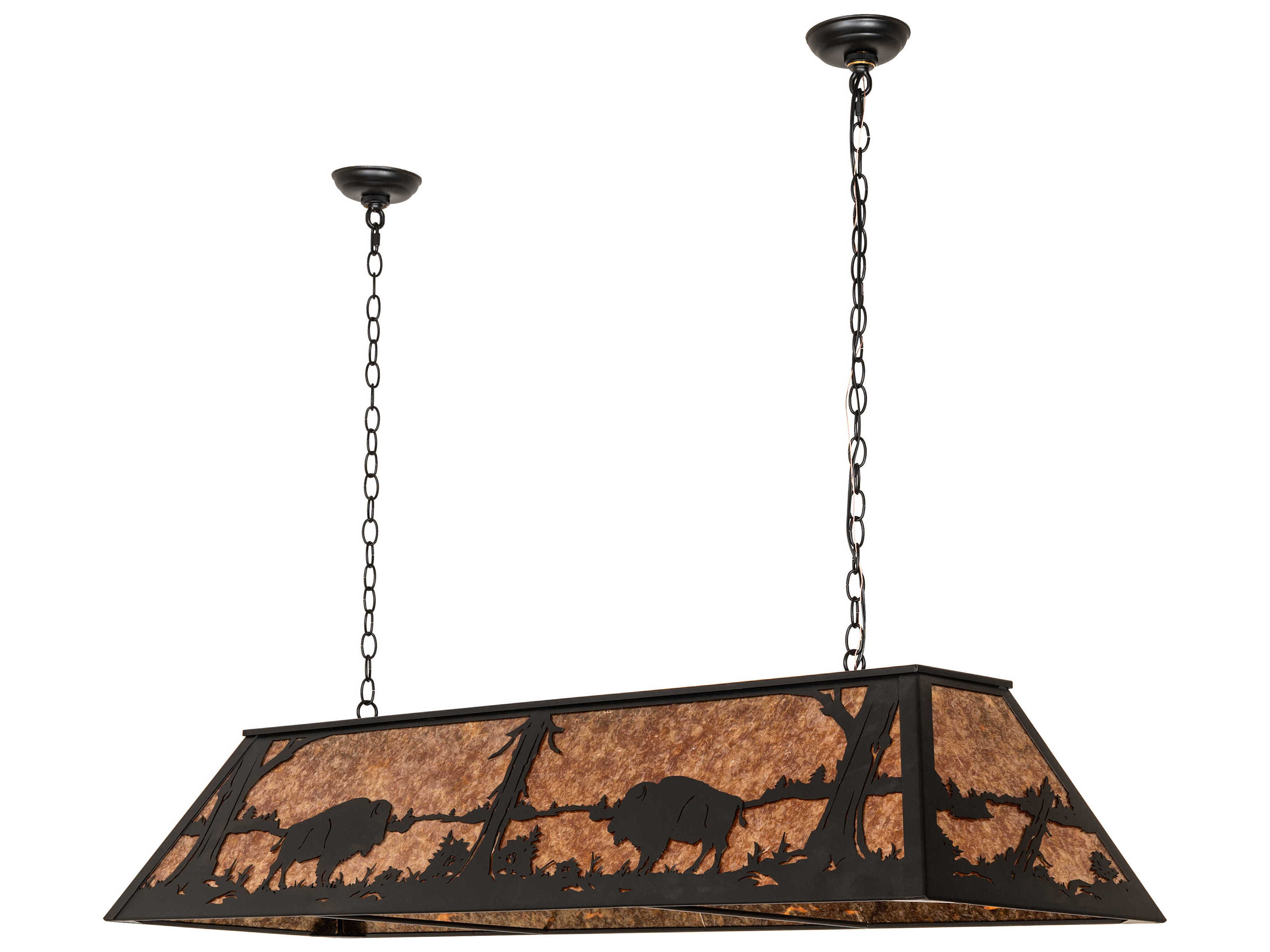 Meyda Buffalo At Lake 9-Light Textured Black Island Pendant