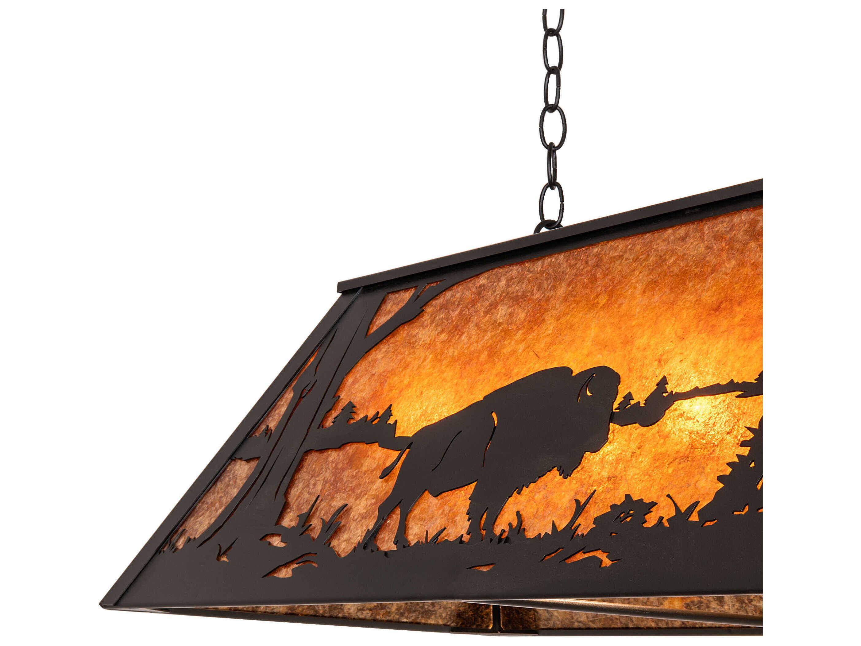 Meyda Buffalo At Lake 9-Light Textured Black Island Pendant