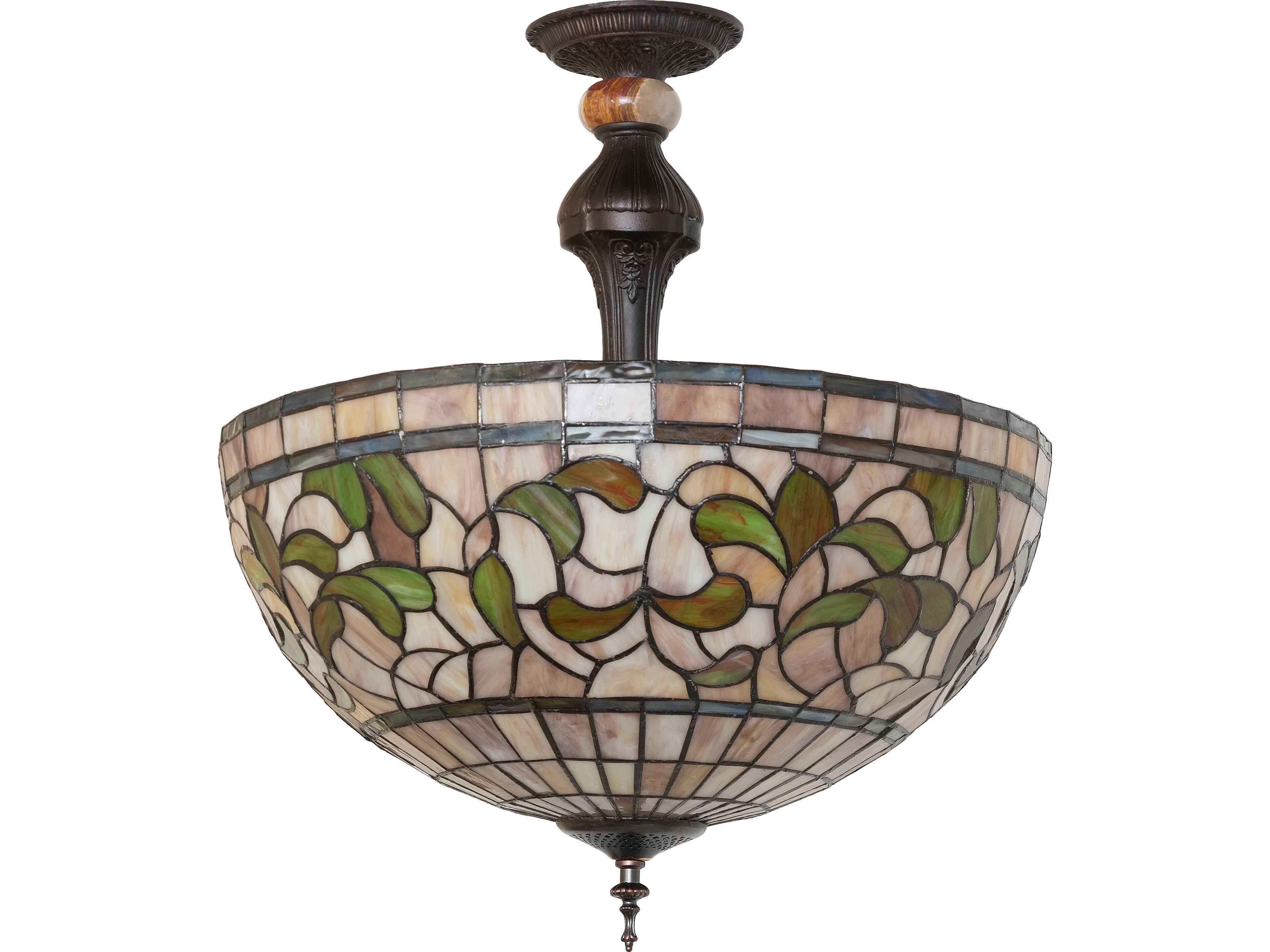 Meyda Tiffany Turning Leaf 3-Light Bronze Traditional Semi Flush Mount