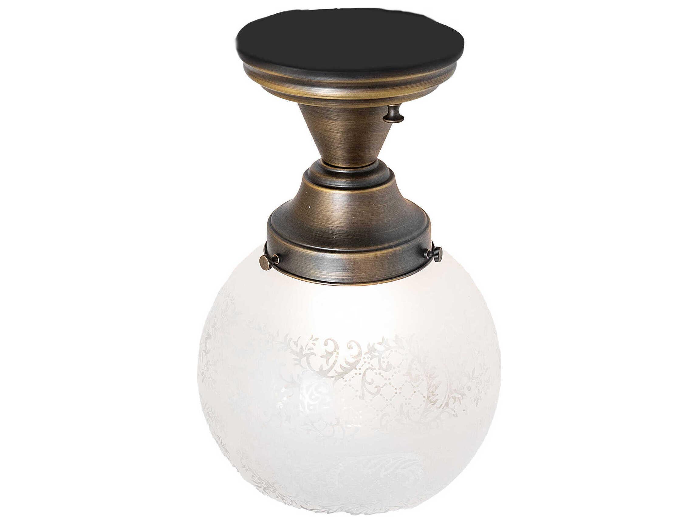 Meyda Revival Schoolhouse 1-Light Antique Brass Flush Mount