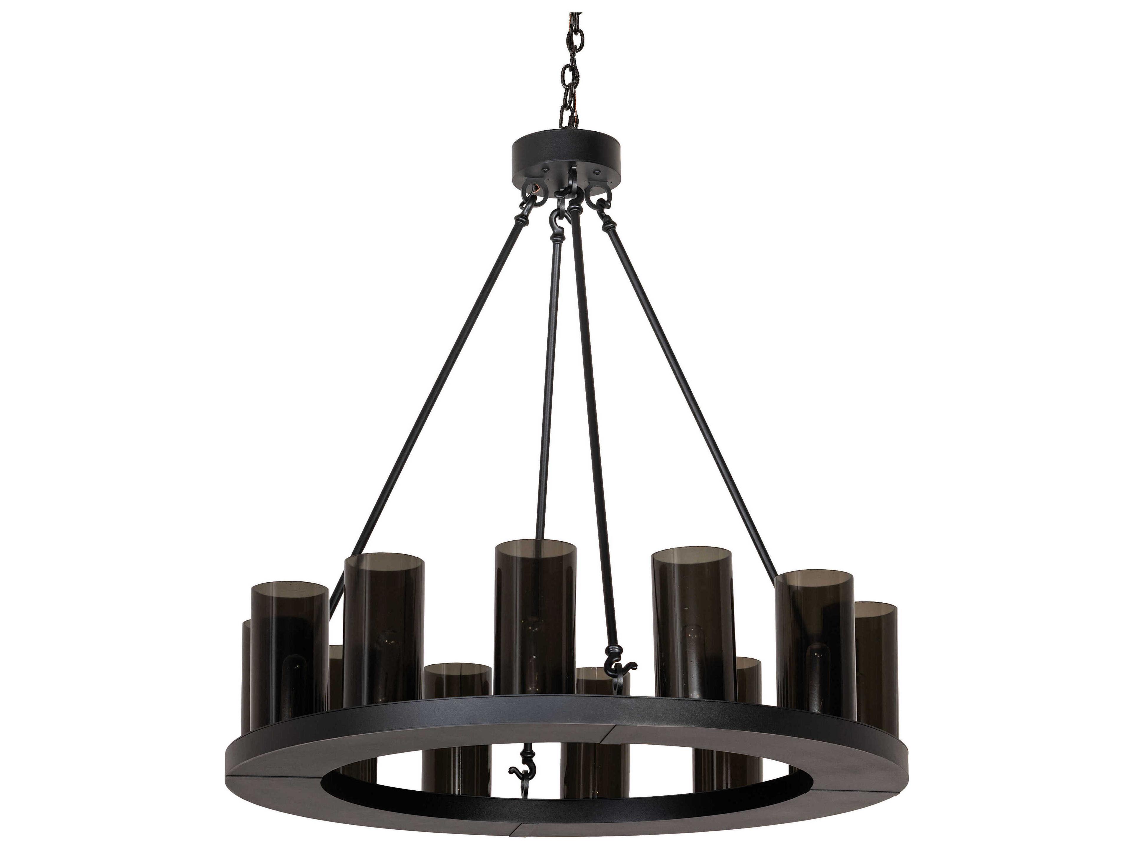 Meyda Loxley 12-Light Textured Black Cylinder Round Chandelier