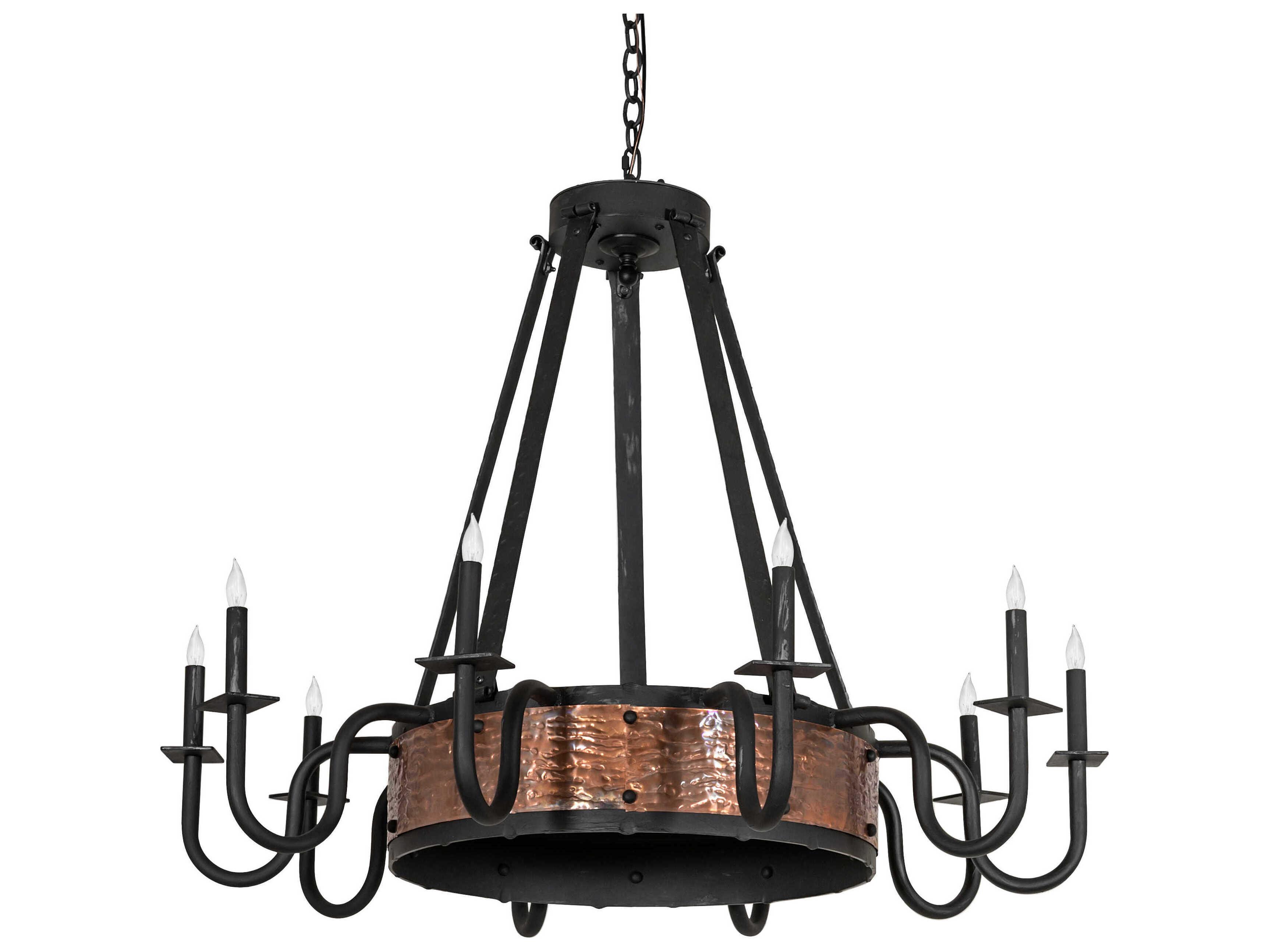 Meyda Costello 10-Light Costello Black Vintage Hammered Copper Chandelier