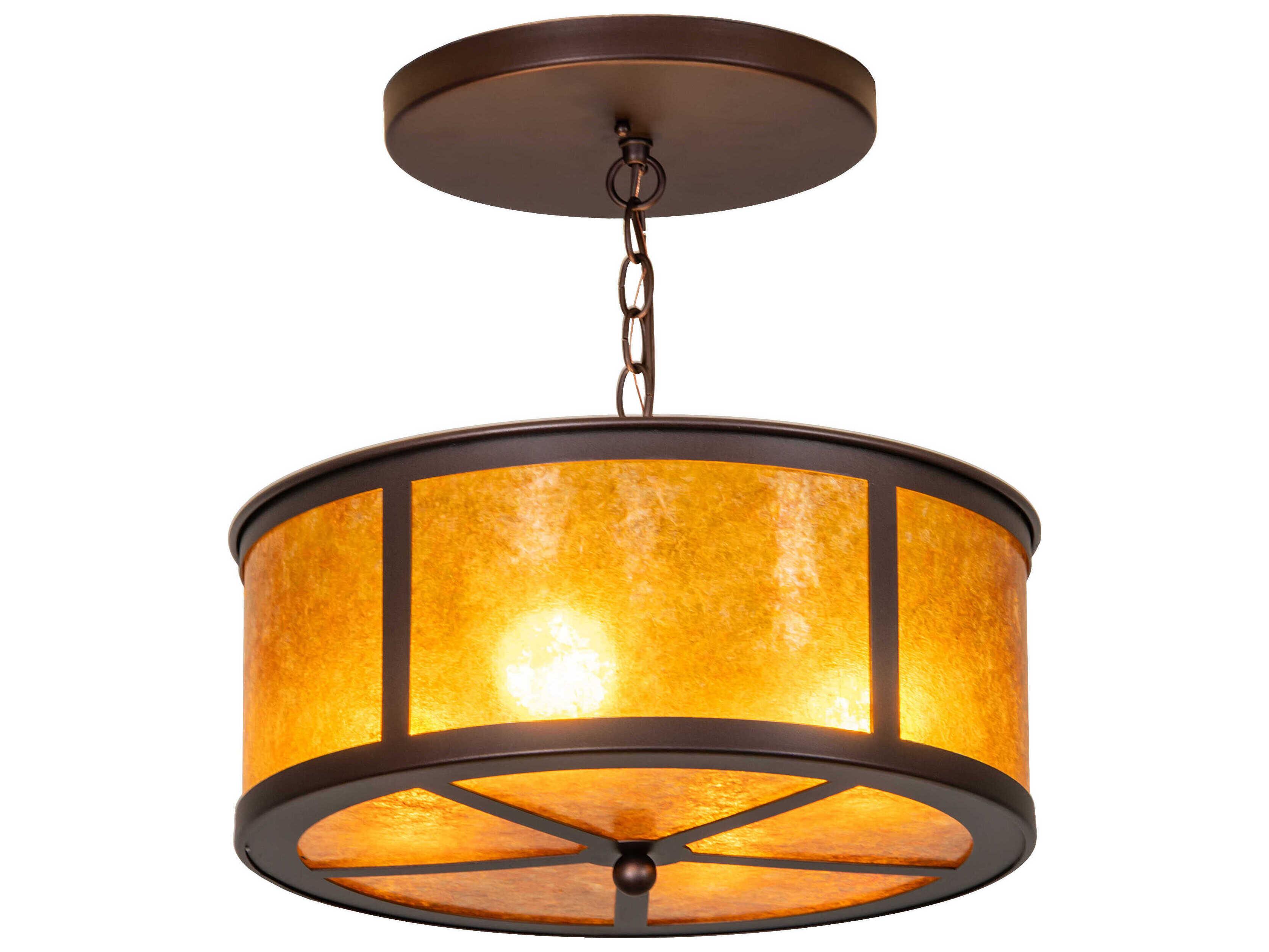 Meyda Smythe Craftsman 4-Light Mahogany Bronze Semi Flush Mount