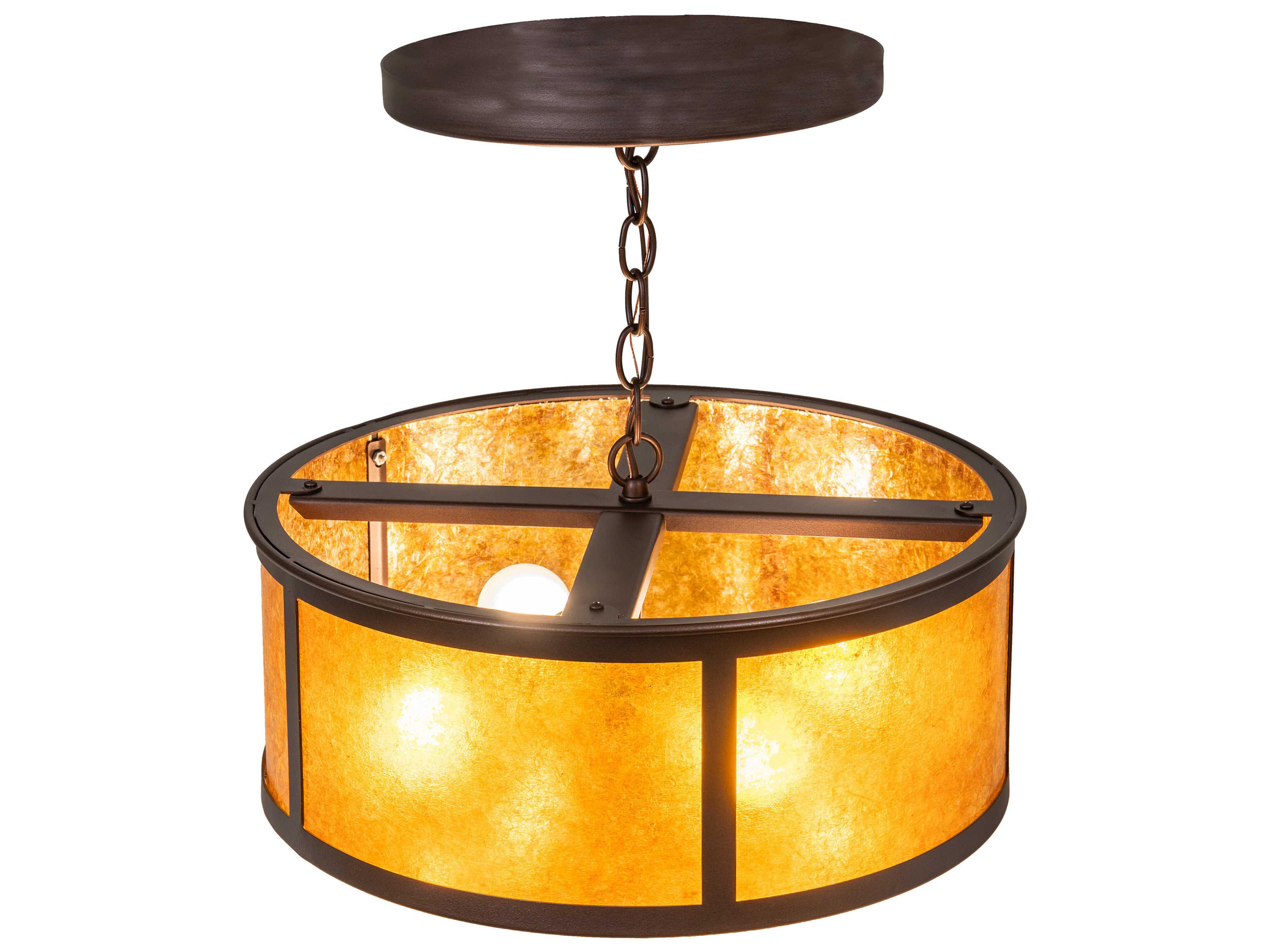 Meyda Smythe Craftsman 4-Light Mahogany Bronze Semi Flush Mount