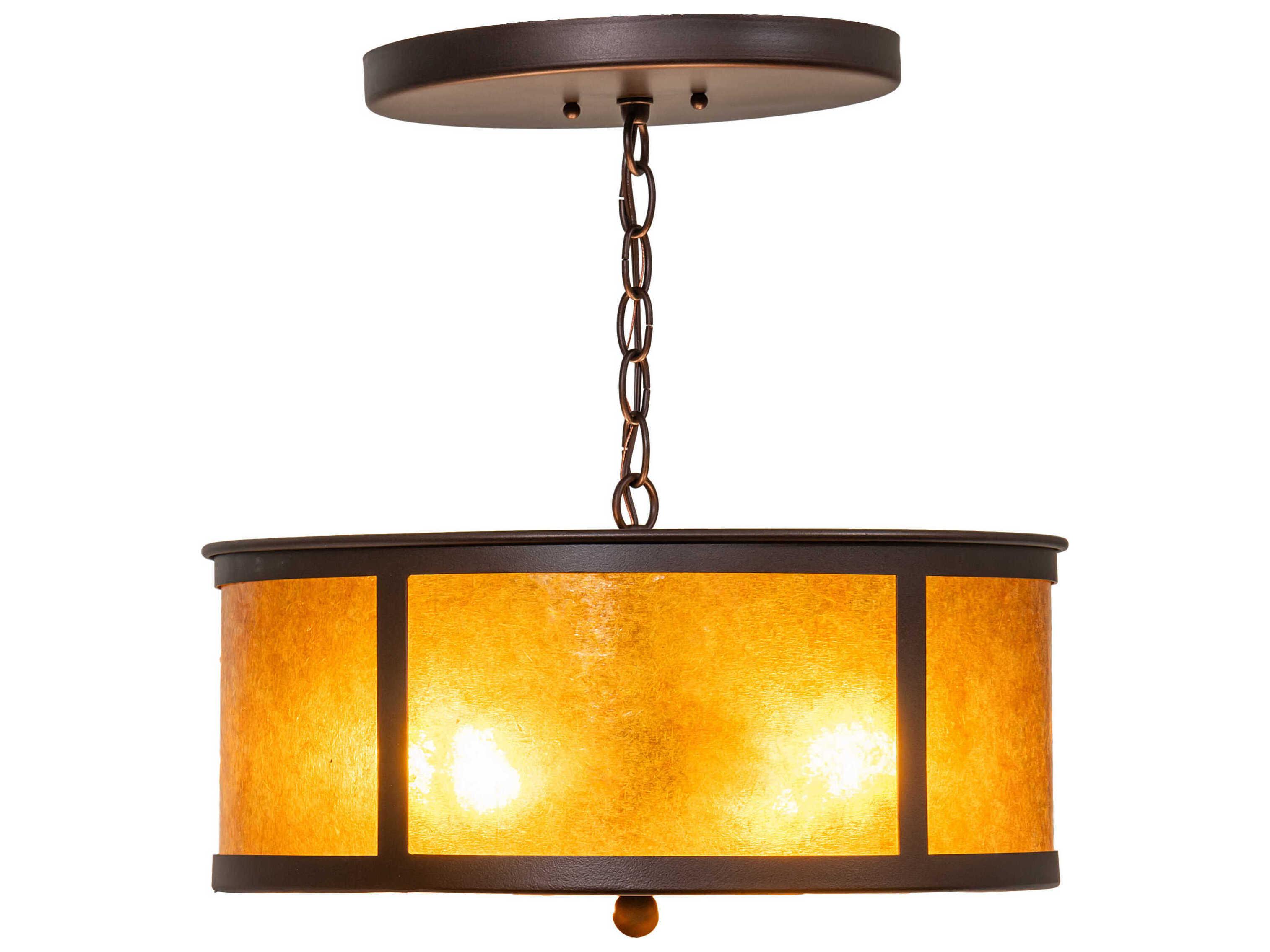 Meyda Smythe Craftsman 4-Light Mahogany Bronze Semi Flush Mount