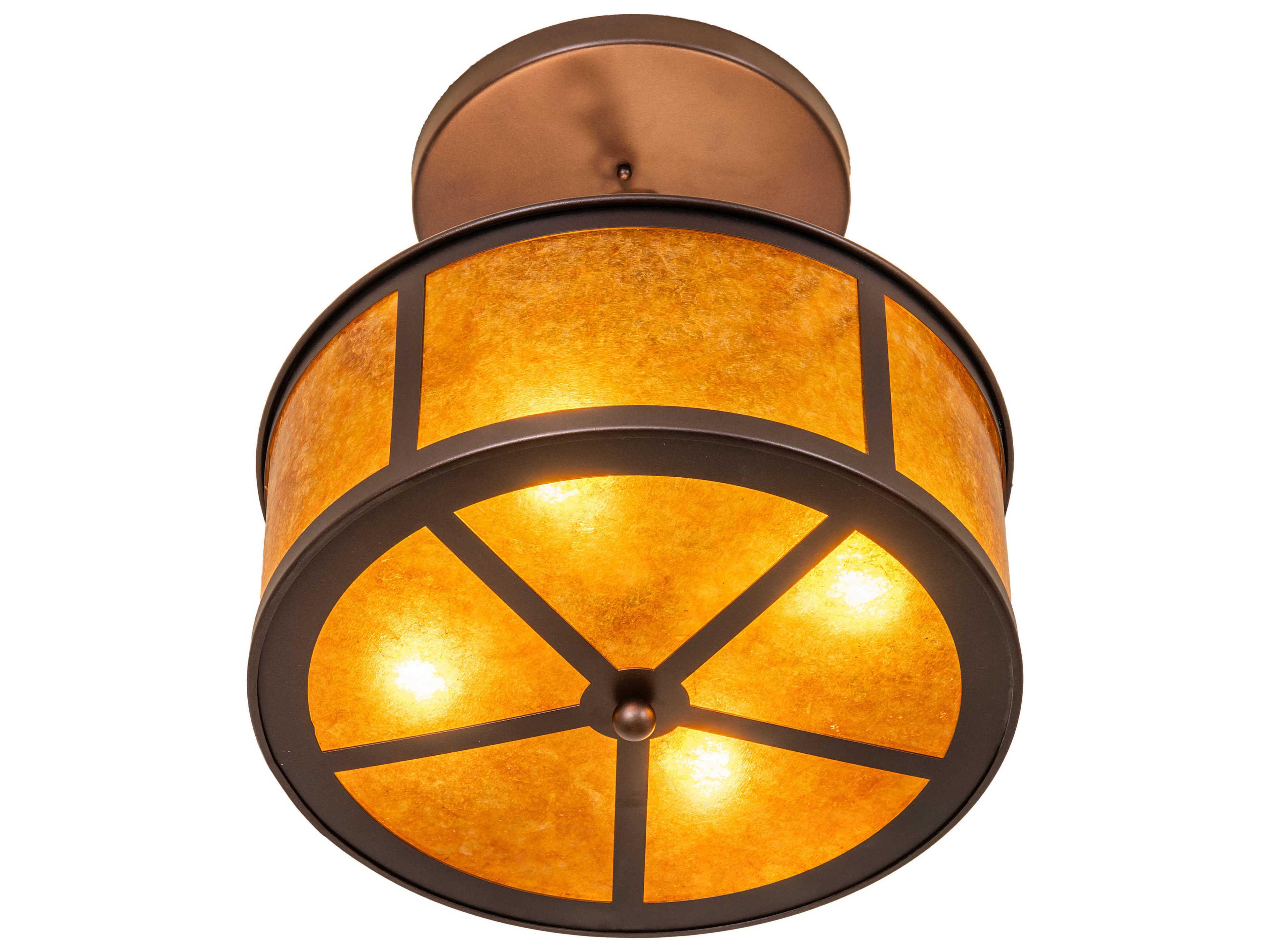 Meyda Smythe Craftsman 4-Light Mahogany Bronze Semi Flush Mount
