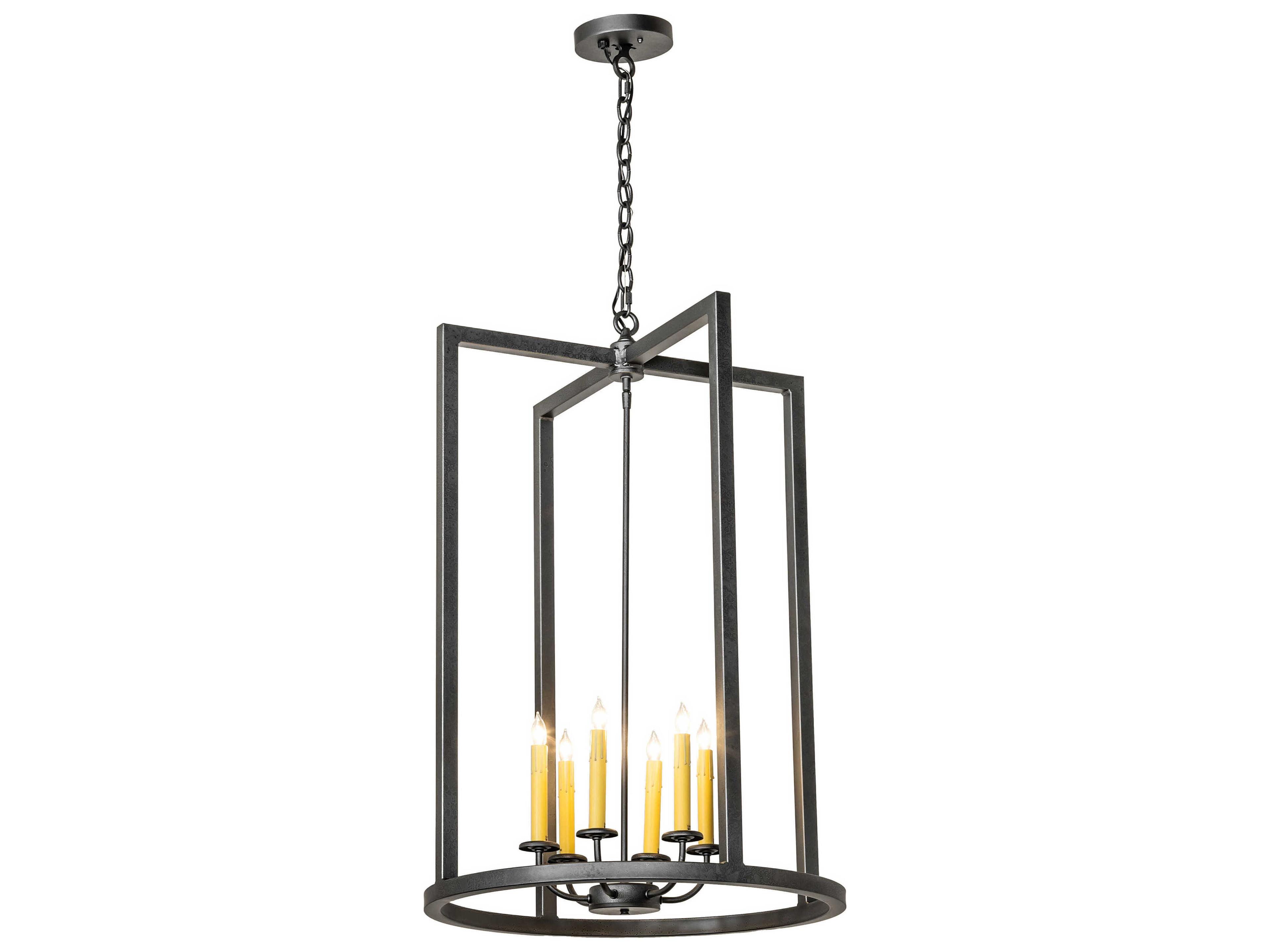 Meyda Porte Tournante 6-Light Old Wrought Iron Pendant