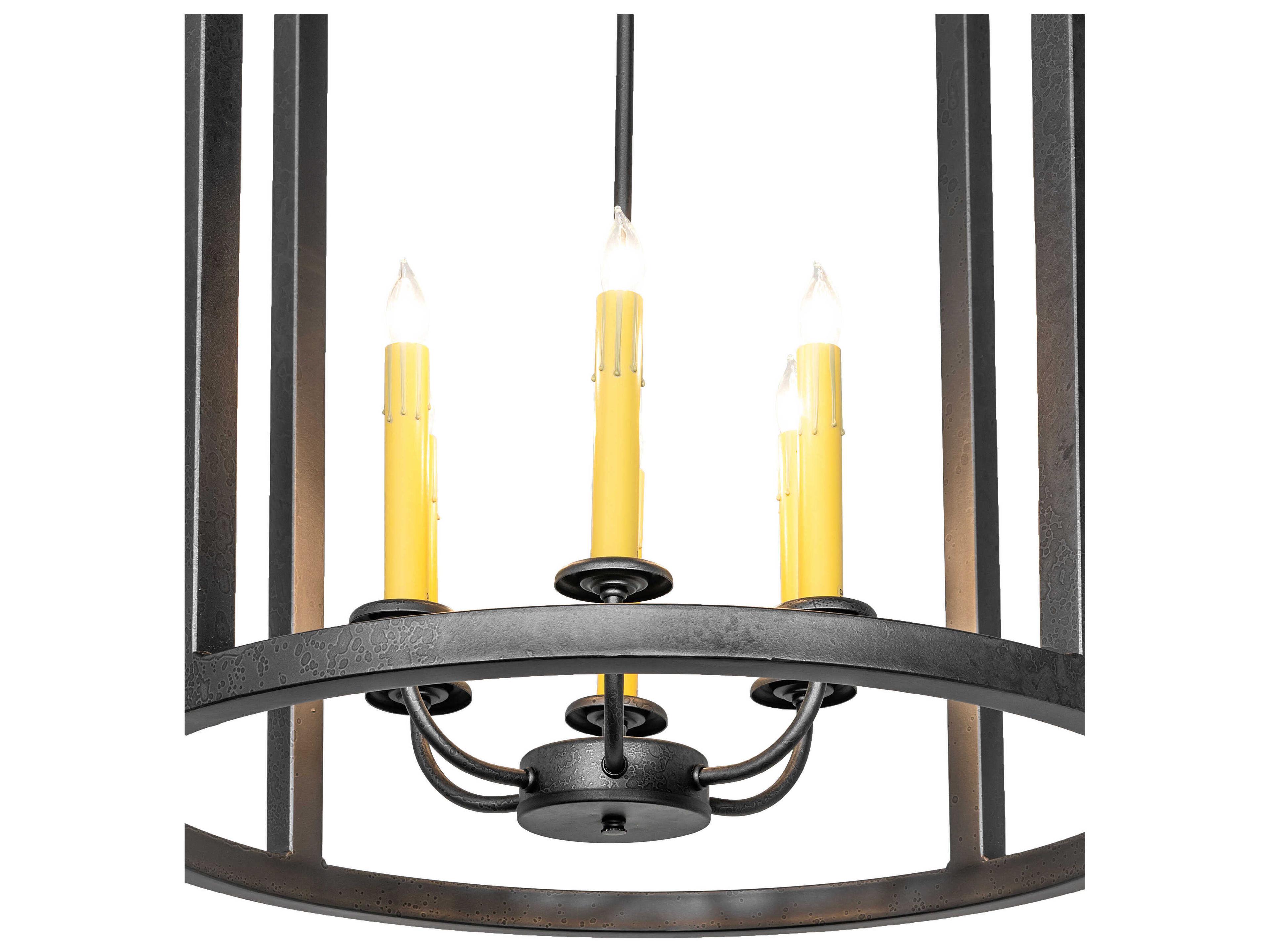 Meyda Porte Tournante 6-Light Old Wrought Iron Pendant