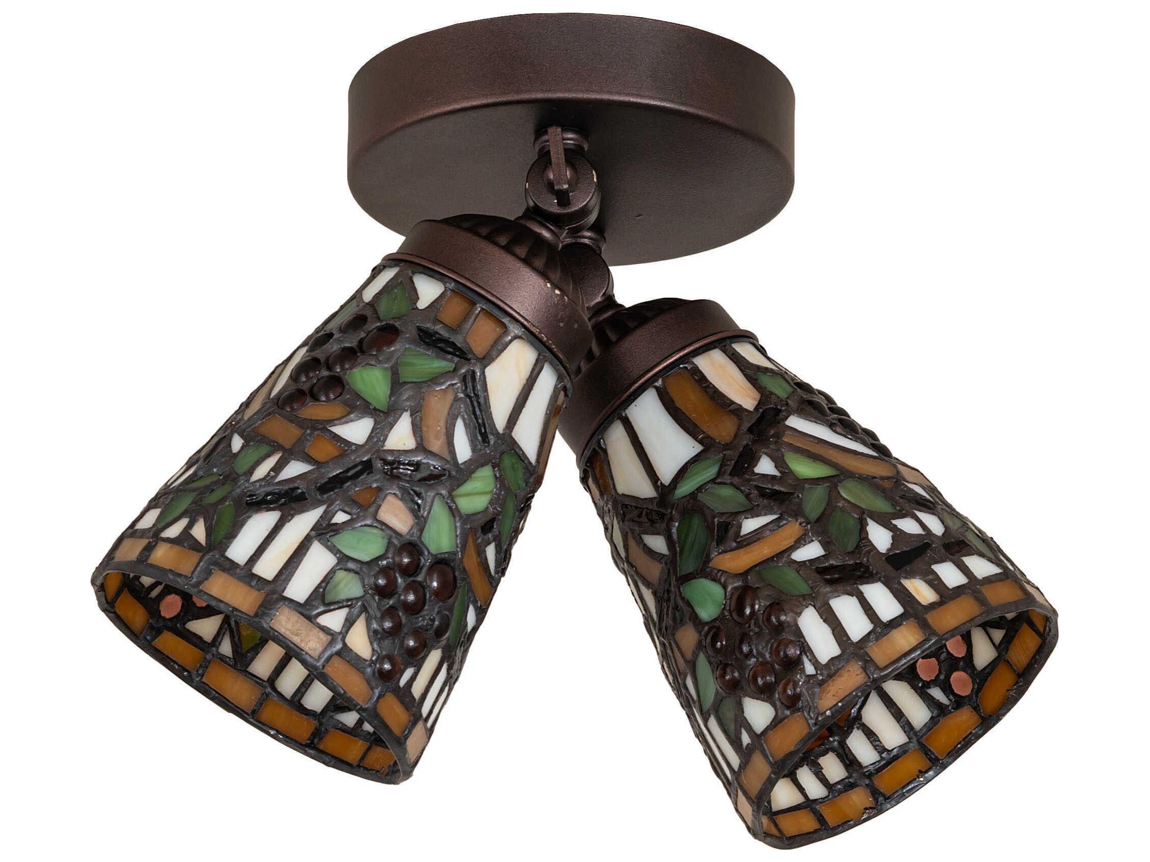 Meyda Jeweled Grape 2-Light Mahogany Bronze Semi Flush Mount