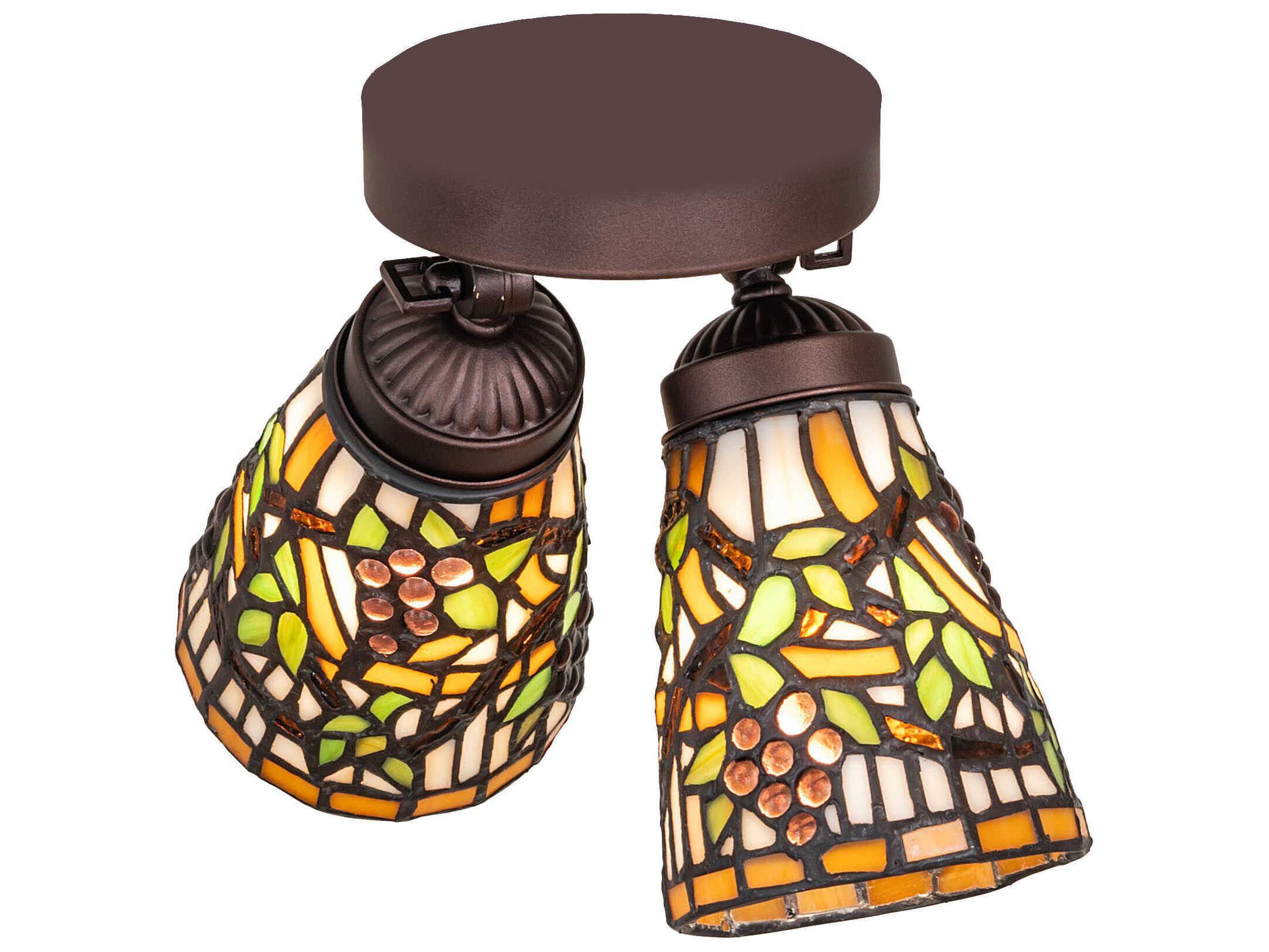 Meyda Jeweled Grape 2-Light Mahogany Bronze Semi Flush Mount